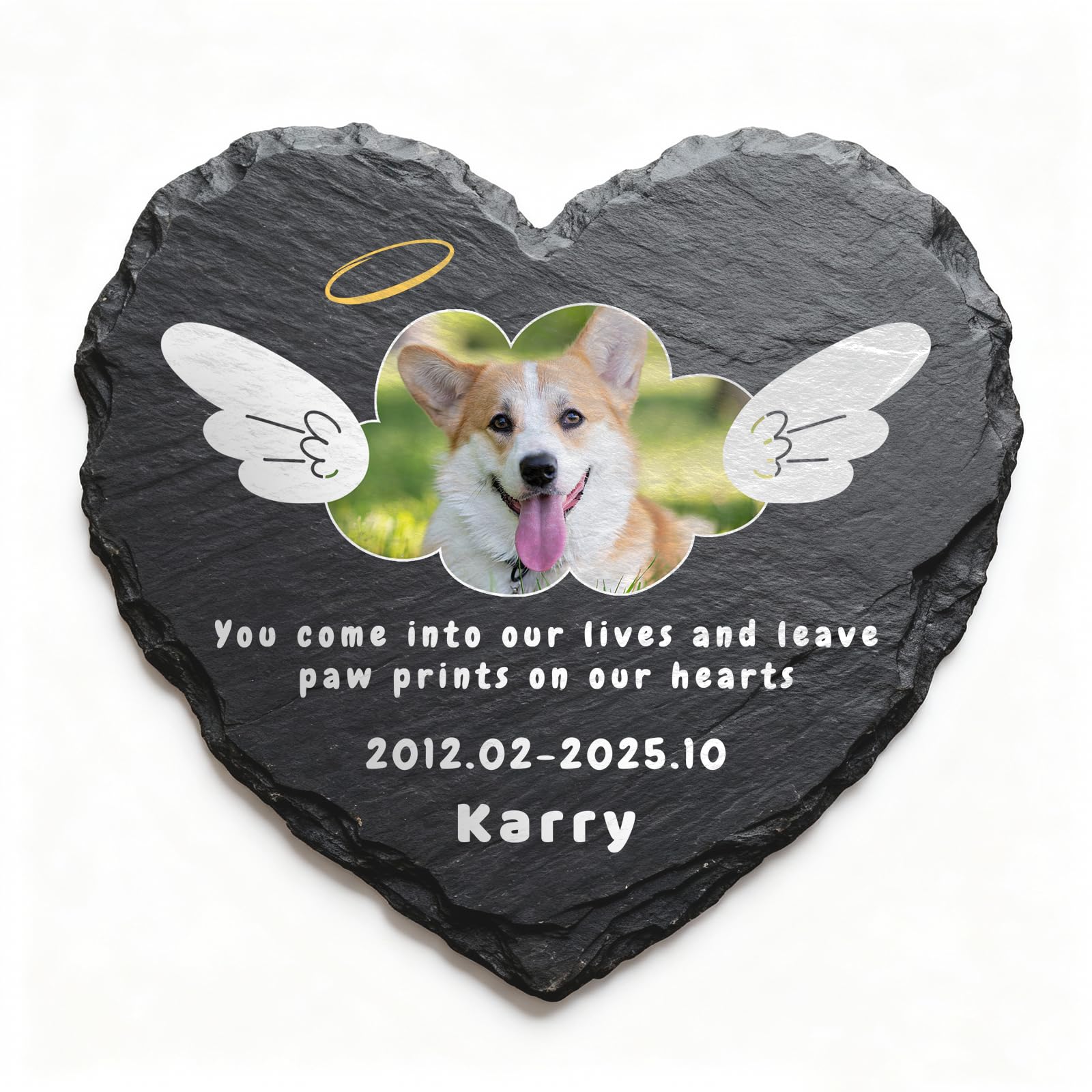 XIAYUEHUA Personalised Dog Memorial Gifts for Loss of Dog, Custom Pet Memorial Stone Plaque with Photo Name Date Bereavement Sympathy Gift for Dog Cat Lover