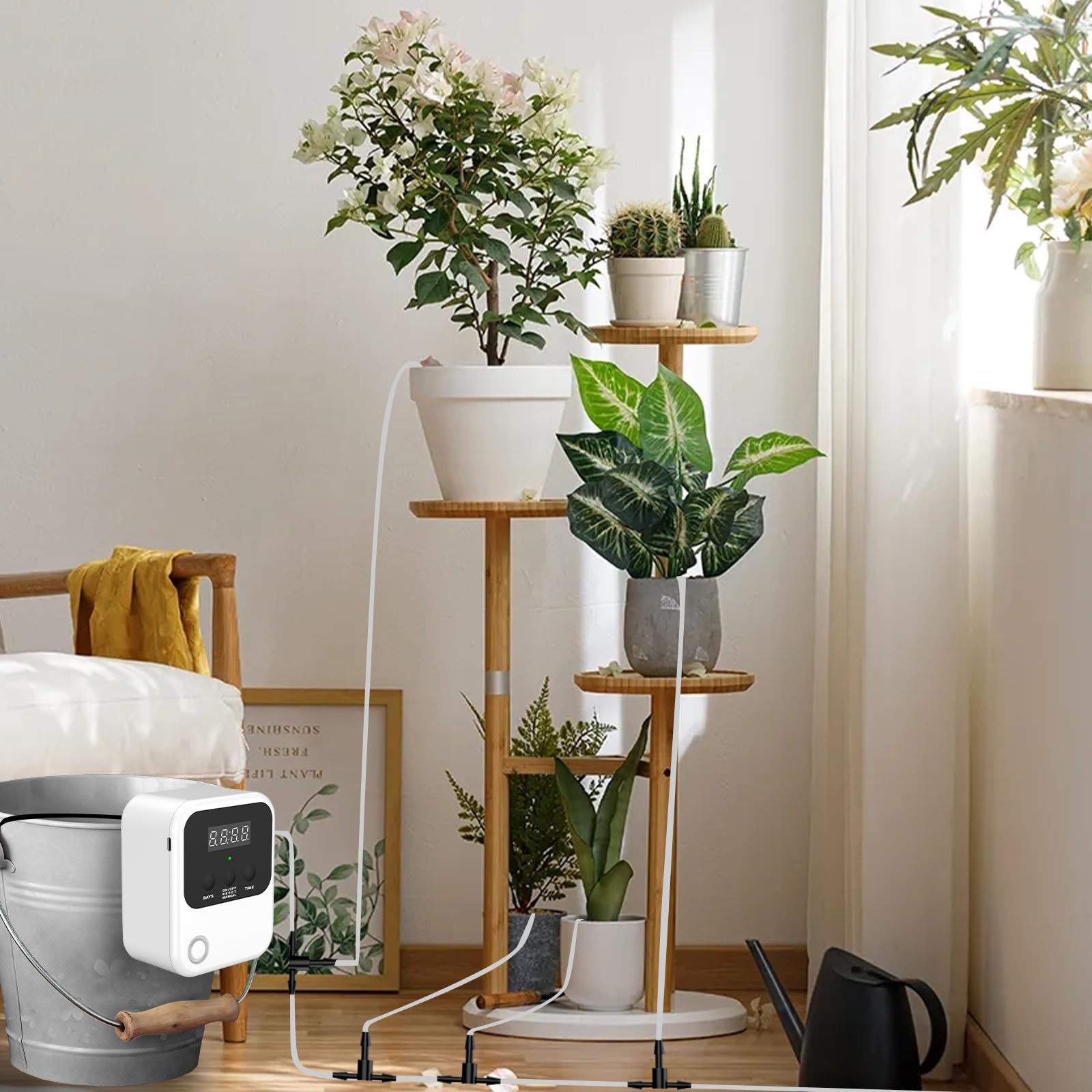 Arrosage automatique intérieur, arrosage des plantes d'intérieur pour 15 plantes en pot, 600 modes d'arrosage rechargeables, système d'arrosage automatique de minuterie (USB)