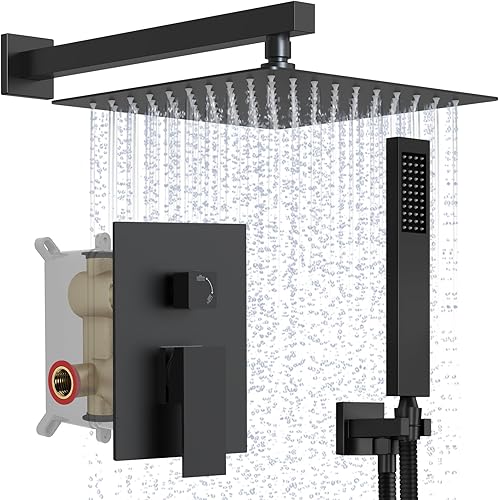 Juego completo de grifo de ducha sistemas de ducha montados en la pared con ducha de lluvia de 10 pulgadas y de mano, mezclador de lluvia de lujo