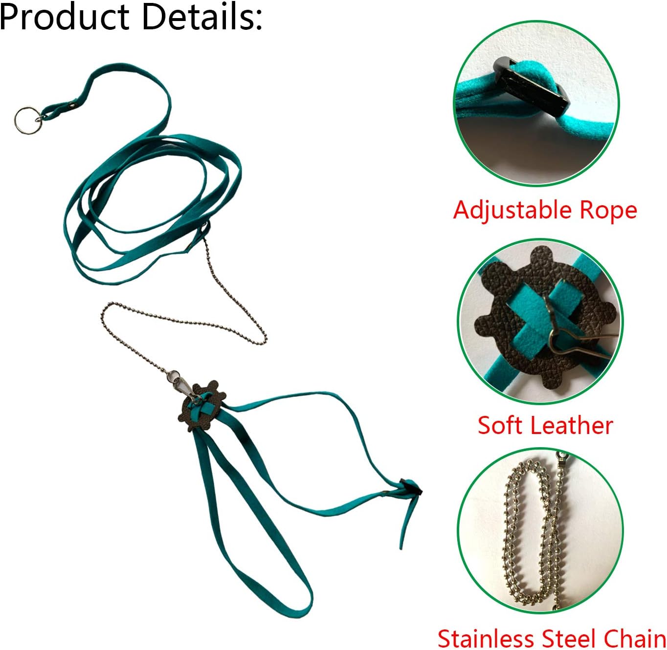Vehomy Turtle Leash Lizard Leash Tortoise Harness Strap Pet Collar Leash Tortoise Walking Lead Control Rope M