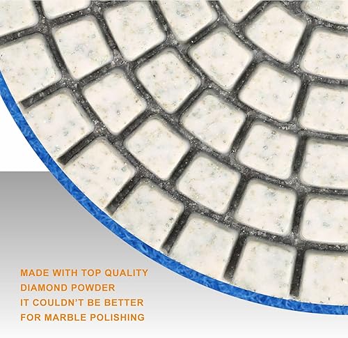 Miniatura 6 de SPTA Juego de 15 almohadillas de pulido húmedo de diamante, 4 pulgadas, blanco, 50 # -6000 #, para granito, hormigón, mármol, piedra, azulejos, con