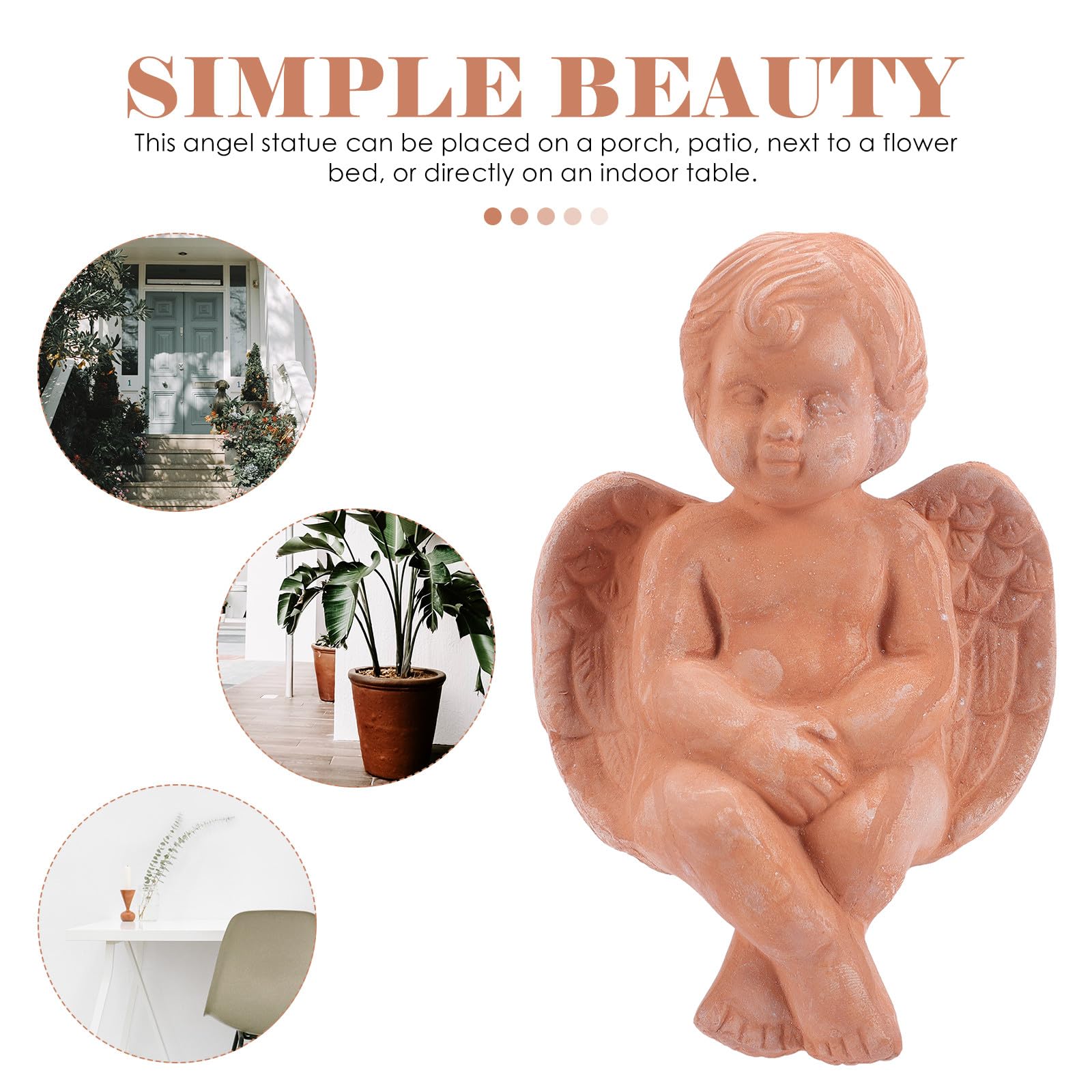 Statue di Angeli in Ceramica 2 Pezzi, Decorazioni per Vaso di Fiori, Ornamenti la Casa a Forma di Angelo, Statuine Compatte per Giardino, Ufficio e Camera da Letto