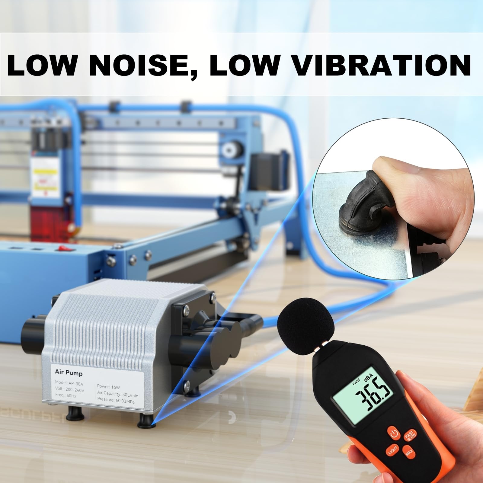 Creatorally Air Assist Laser, 30 L/min Laser Air Assist Pump with Speed Control, Air Pump for Wood Engraving, Laser Engraving Machine and Cutting Machine, Long Life and Durability Creatorally Air Assist Laser, 30 L/min Laser Air Assist Pump with Speed Control, Air Pump for Wood Engraving, Laser Engraving Machine and Cutting Machine, Long Life and Durability