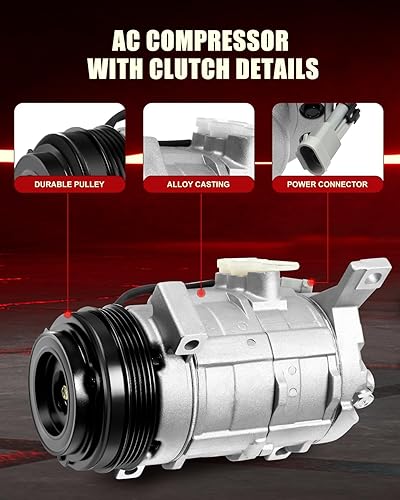Miniatura 2 de Compresor de AC apto para 1999-2003 para Chevy para Tracker 1999-2003 para Suzuki para Vitara, compresor de aire acondicionado de CA con embrague CO