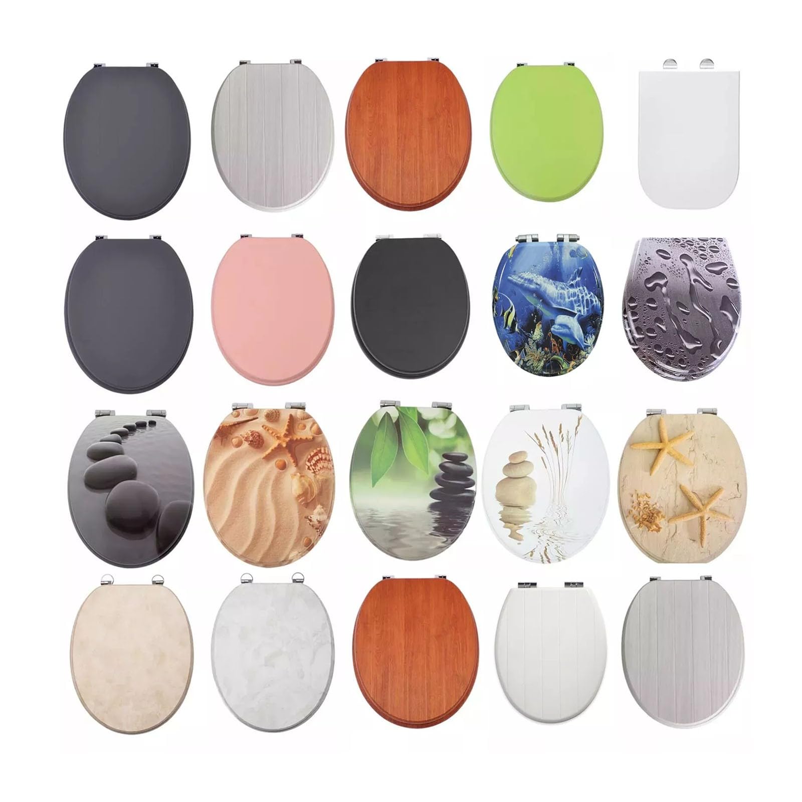 MDF Toilet Seat Universal Adjustable Fit Most Toilets Oval | Quick Release (Lime Green Wooden)