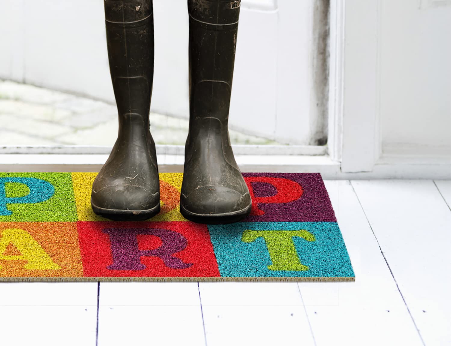 Zerbino In Fibra Di Cocco 40x70 Cm - Design Ciliegio In Fiore, Retro Antiscivolo, Per Interno Ed Esterno - Foto 7