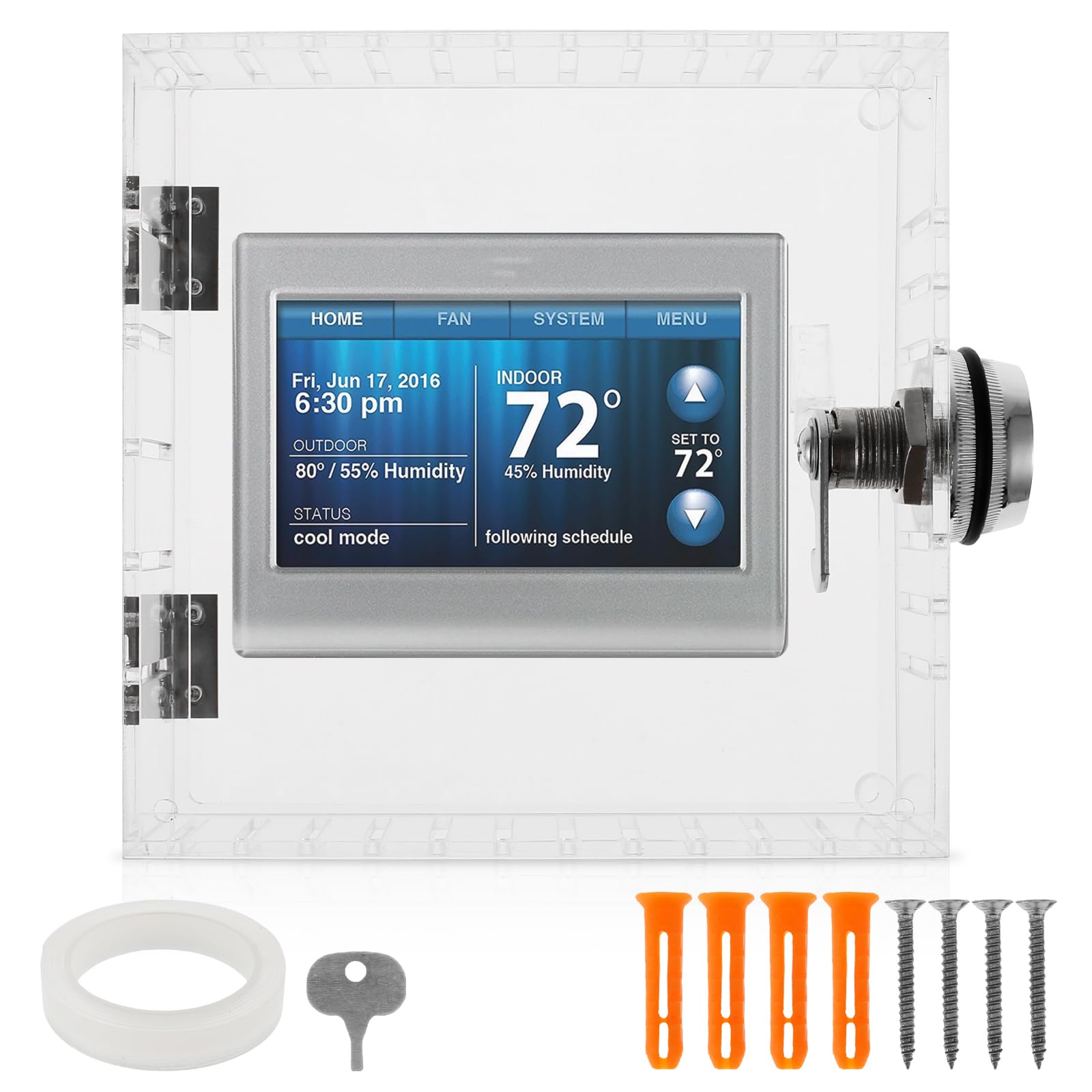 Thermostat Box with Coded Lock Clear Acrylic Thermostat Guard Box Easy to Install Thermostat Cover Thermostat Protective Cover Thermostat Lock Case for Most Thermostats(15x15x15cm)