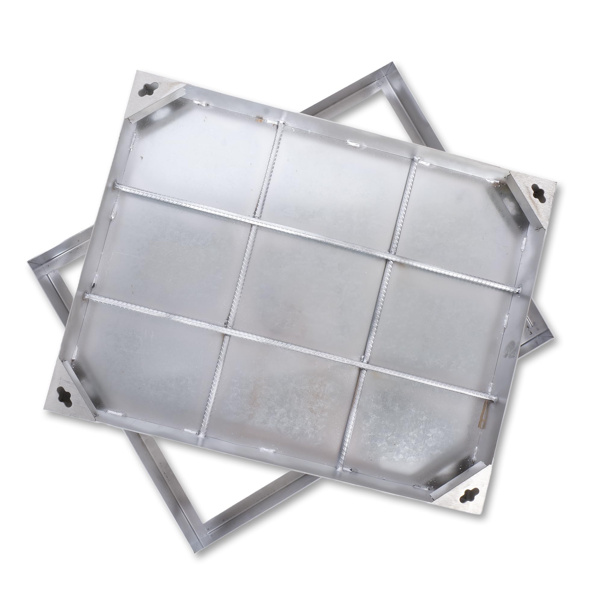tonchean Manhole Cover Frame 600 * 450 mm Recessed Manhole Lid Metal Sewer Drain Cover Septic Tank Cove-r Inspection Chamber Coverr for Gardens Lawns Courtyards Driveways Patios Pavements