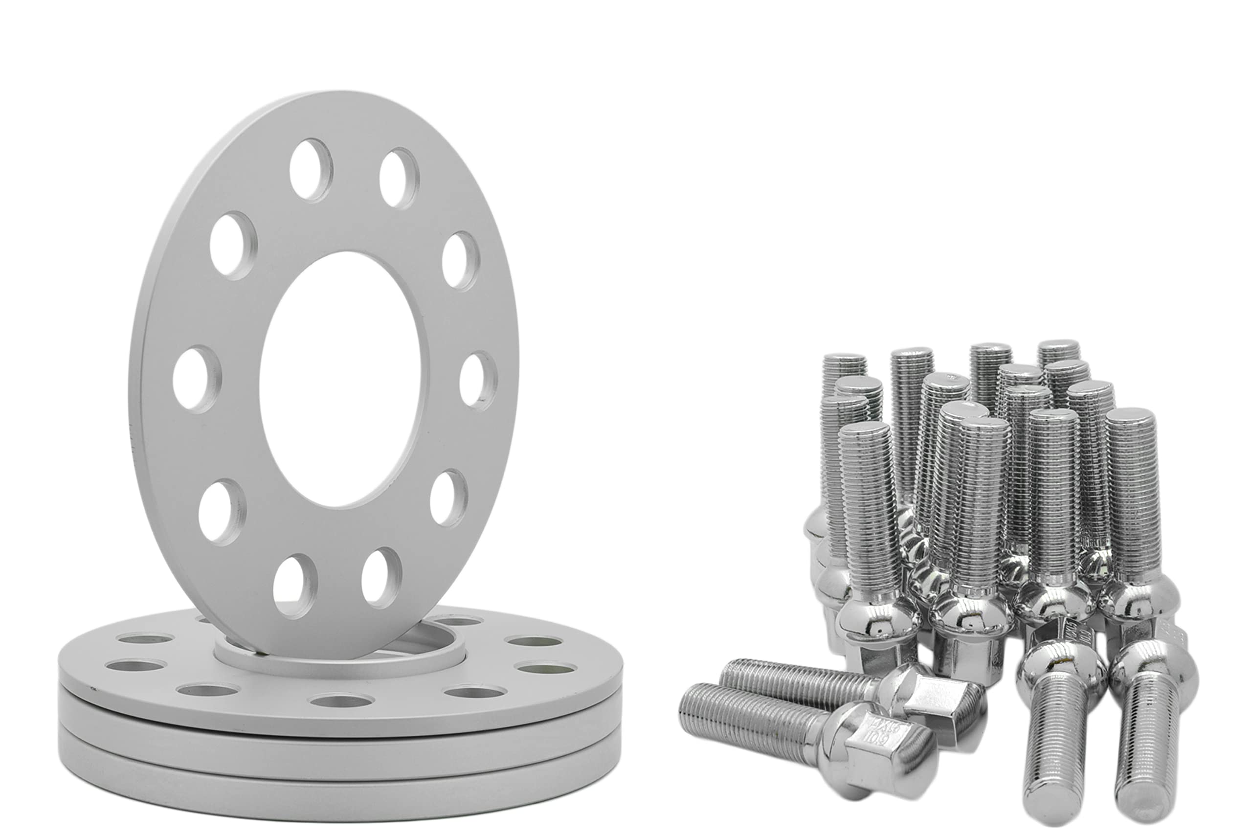 4 Pc 3mm & 10mm Thick HubCentric Wheel Spacers 5x112mm Pattern 66.56 Hub W/ 12x1.5 Chrome Ext Lug Bolts Which Is Compatible With W209 Chasis - 2003-2009 CLK 320 350 500 55 AMG 550