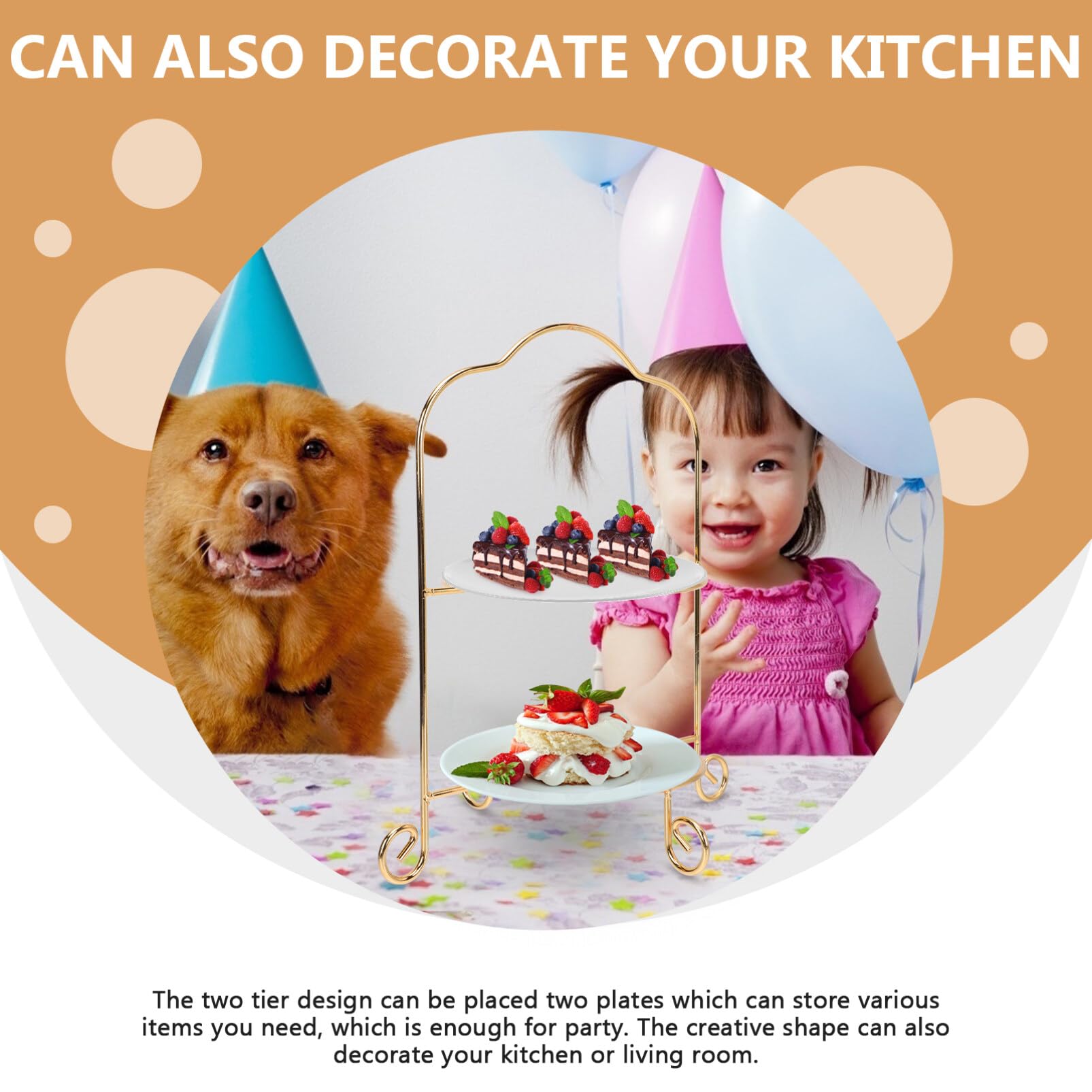 Cabilock Iron Art Cake Tray Display Stand Dessert Serving Platter Tiered Plate Rack