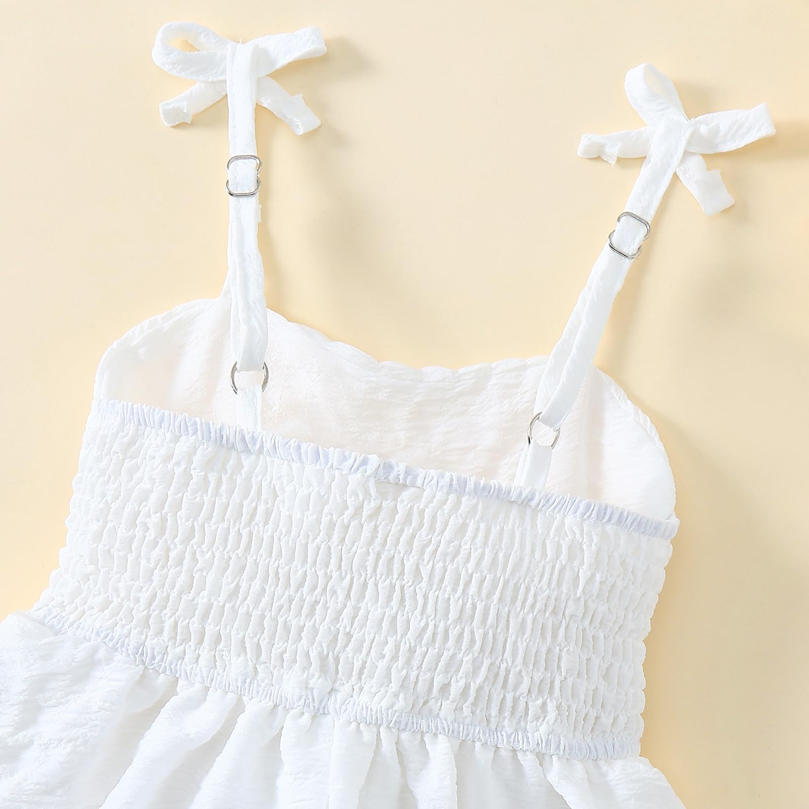 Vestido de verano para niña, con tirantes fruncidos, espalda fruncida, vestido casual de playa