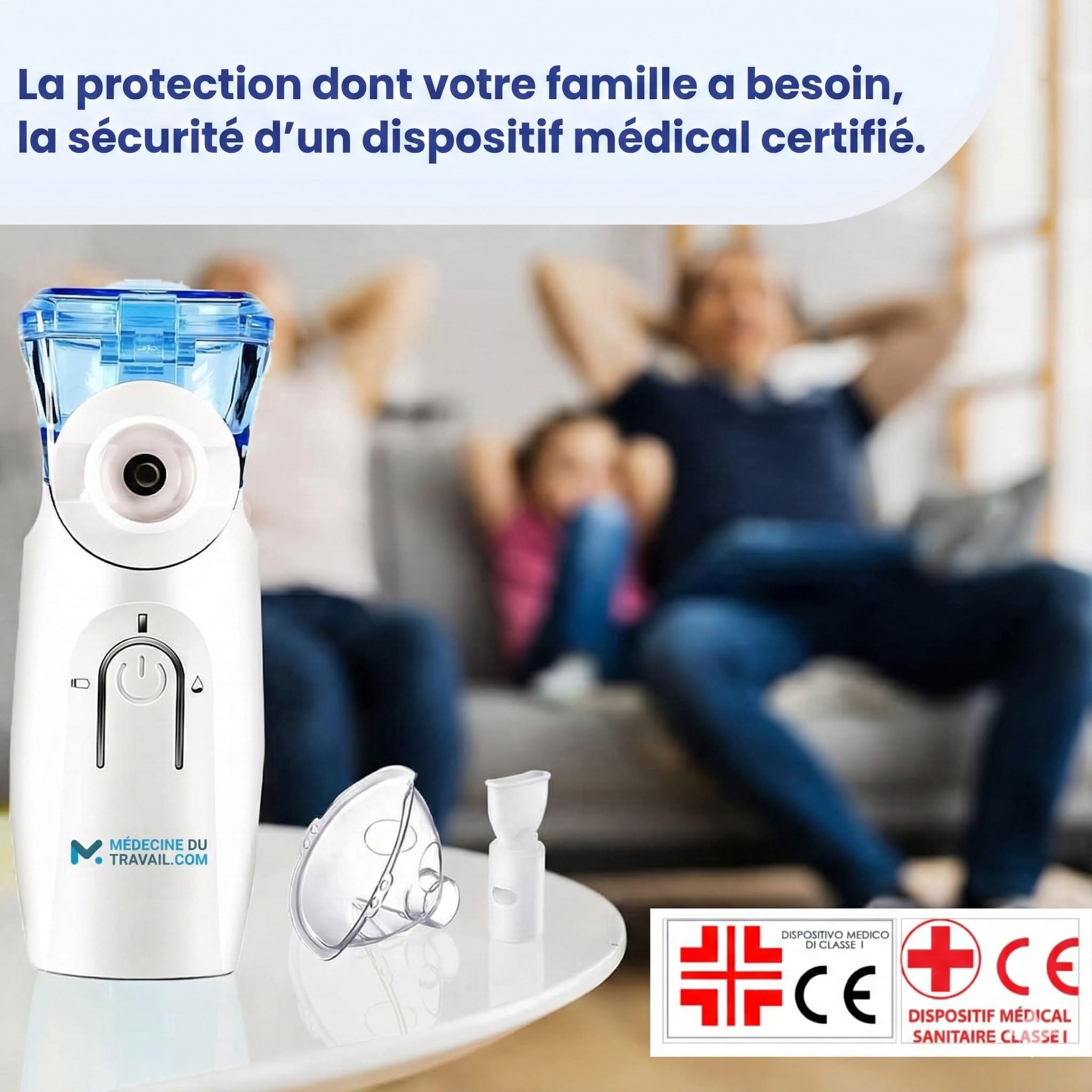 Medicinadellavoro.com - Nebulisateur Portable Silencieux Bebe et Adulte, Inhalateur Rhume Vapeur avec USB-C, Batterie Rechargeable et 2 Masques, Aerosol Medical Adultes Enfants Asthme et Bronchite