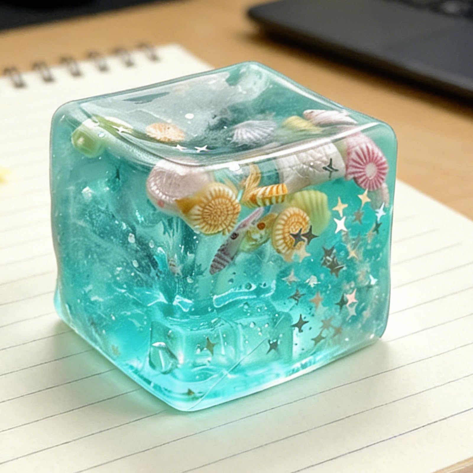 Kostki lodu Squishies oceaniczne muszle, zabawki sensoryczne, powolny wzrost, relaksujące stres, elastyczne piłki do ściskania, brokatowe muszle, zabawki Fidget