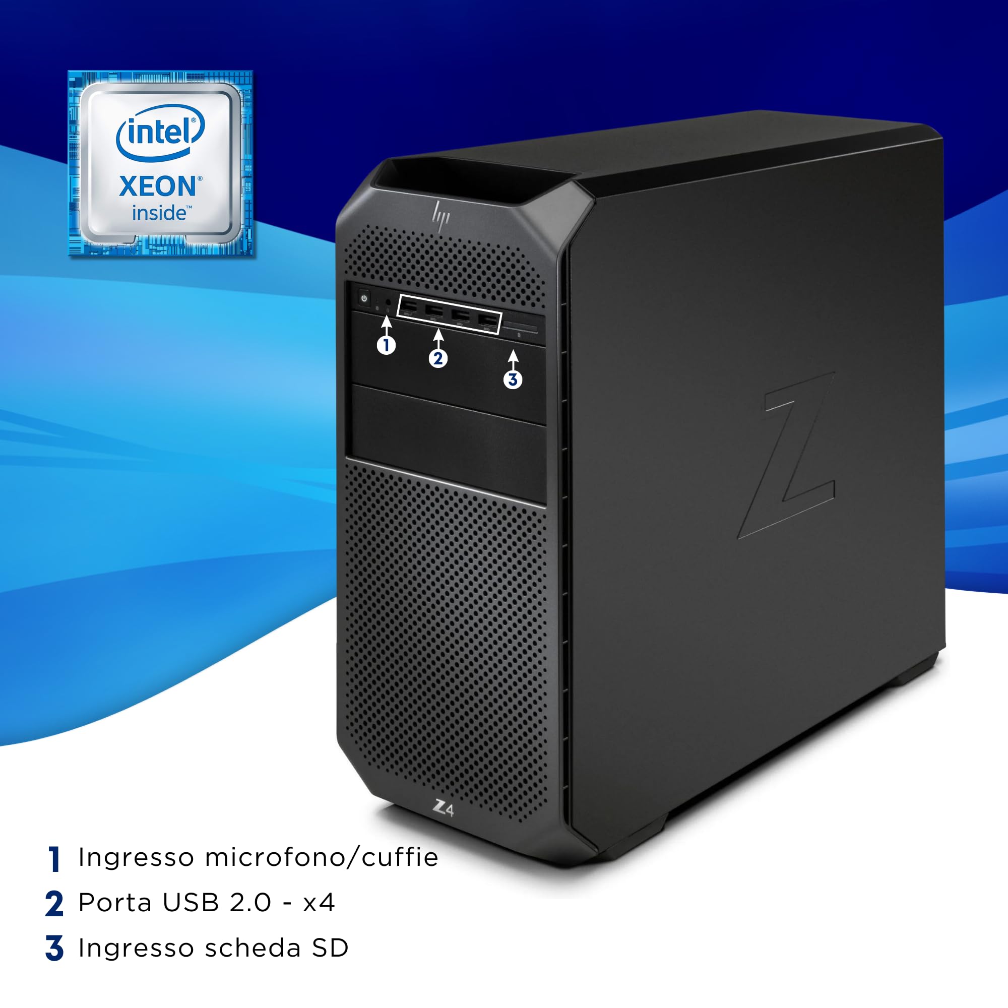 HP, Tower Workstation Pronto all'uso con Libre Office, Intel Xeon W-2133 6 Core 3.60Ghz, Ram 32Gb SSD 512Gb, Display Port, Win 11 (Ricondizionato)
