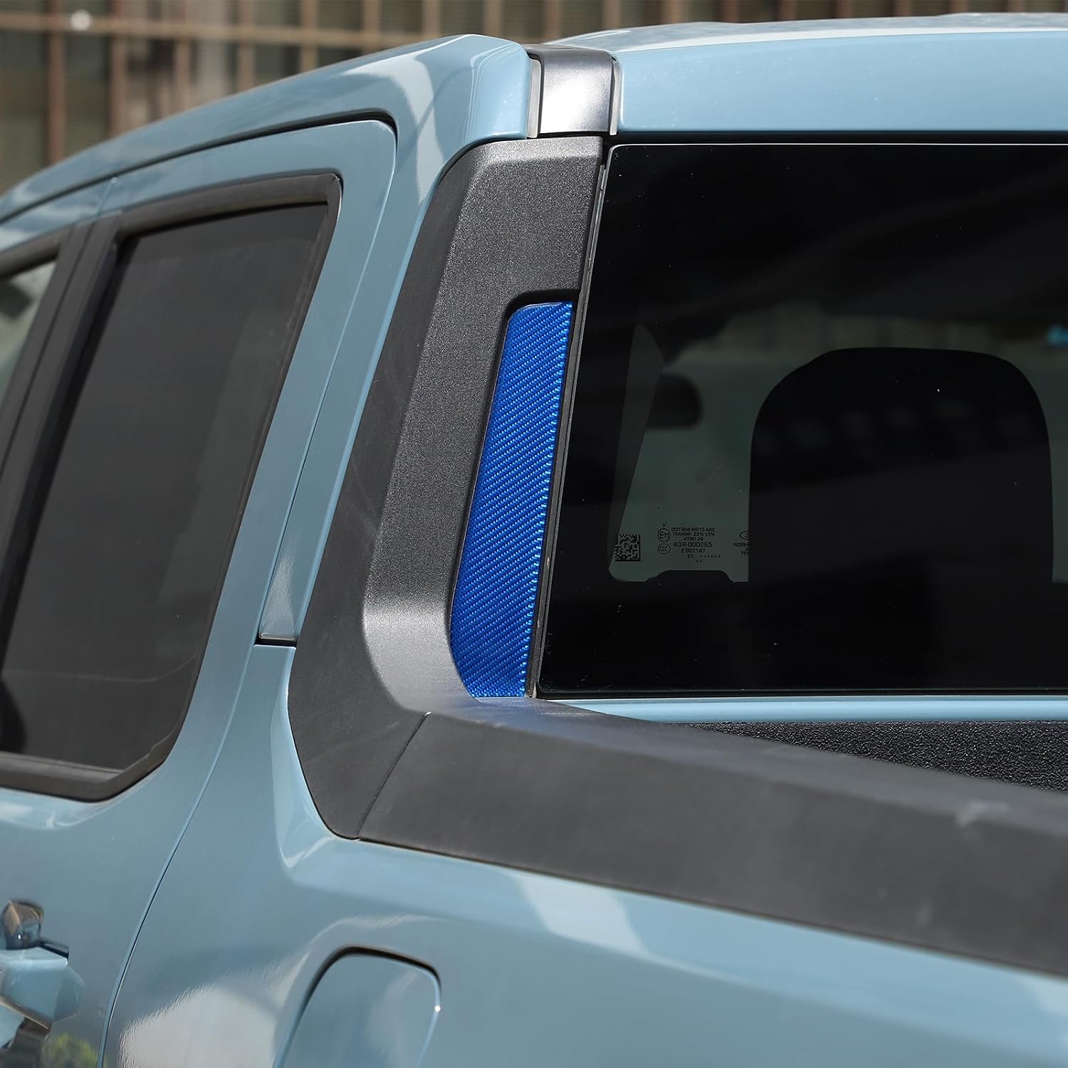 TOYCIDFG Car Rear Trunk Window Decorative Cover Trim Compatible with Ford Maverick 2022-2025, Carbon Fiber Exterior Decoration Accessories (Blue)