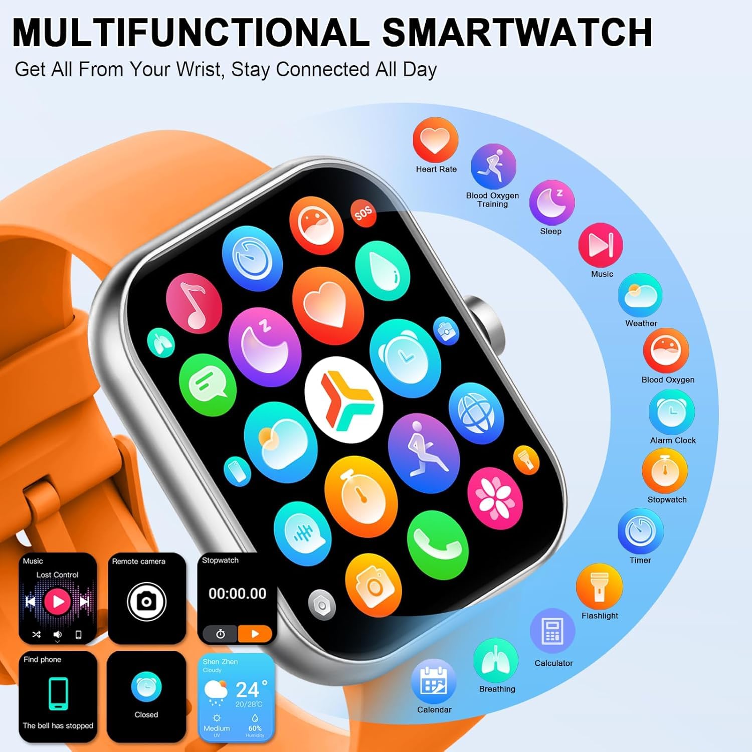 Reloj Inteligente Hombre Mujer, 1.96" Smartwatch con Llamada Bluetooth, Pulsómetro/Monitor de Sueño/SpO2/Podómetro, 113+ Modos Deportes Pulsera Actividad Impermeable IP68 Smart Watch para Android iOS