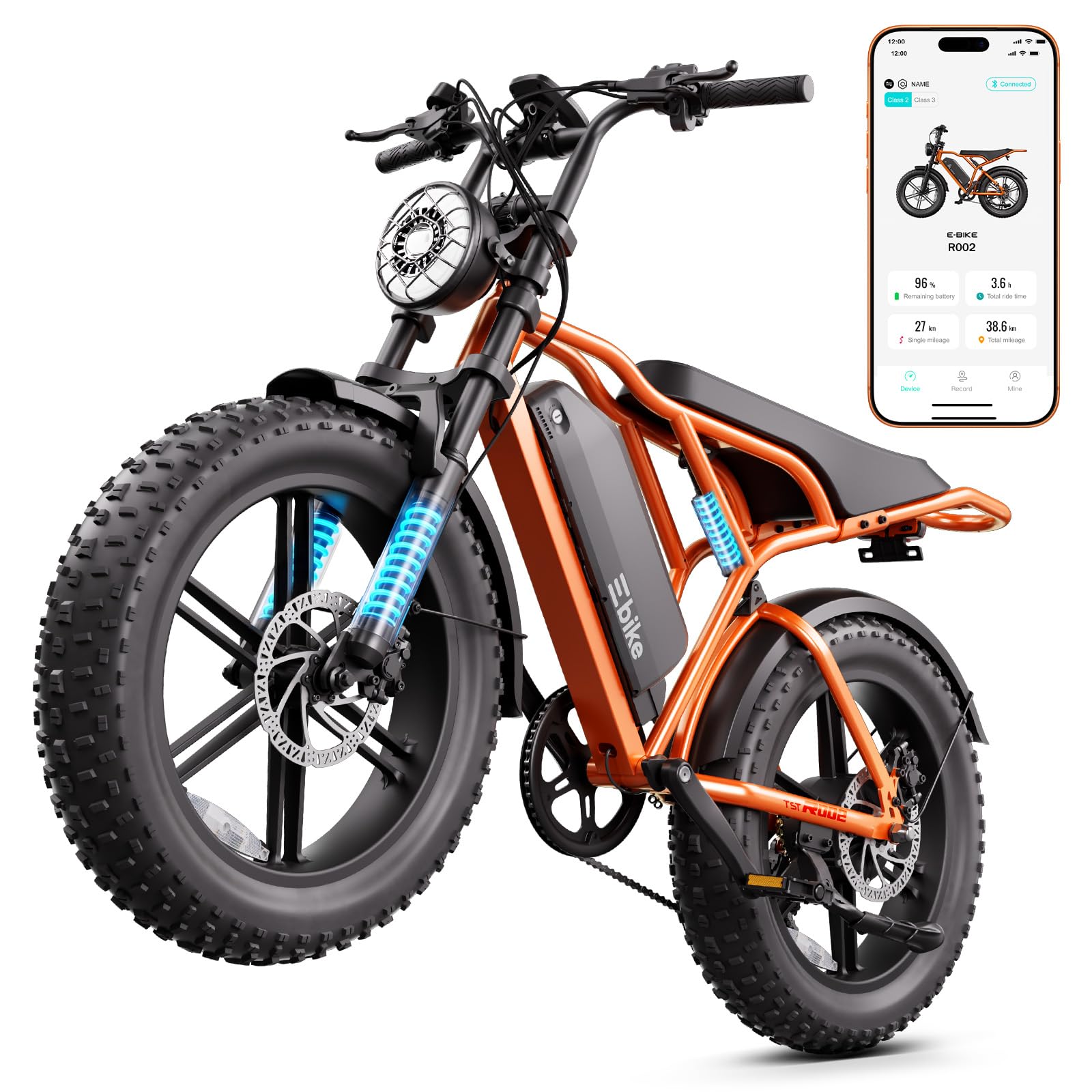 TST Electric Bike for Adults, 1500W Peak Motor, 20" x 4.0" Fat Tire E-Bike, 48V 15Ah Removable Battery, Dual Disc Brakes, Dual Suspension, LCD &amp; APP, UL 2849 Certification