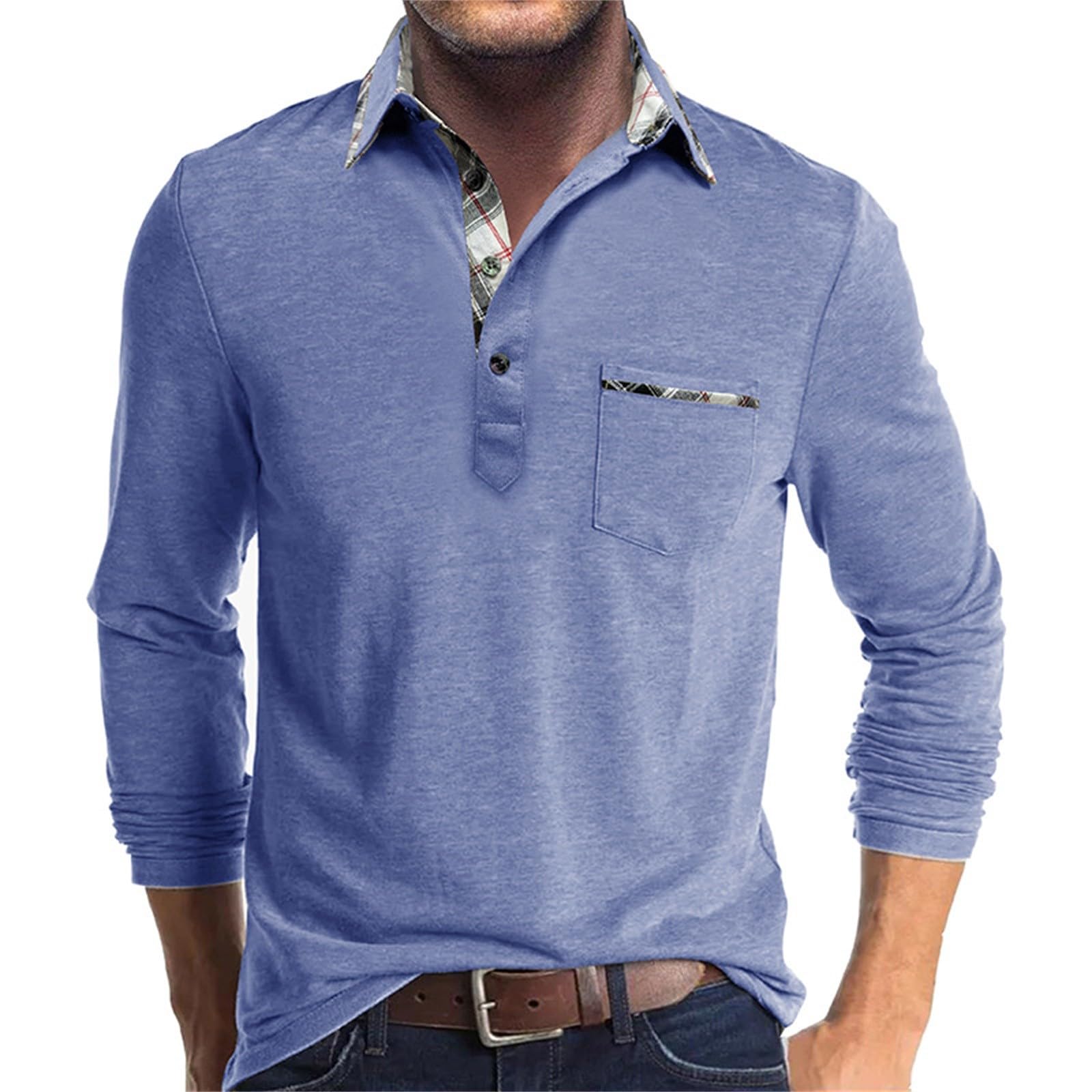 Polohemd Herren Stehkragen Poloshirts Langarm Golfshirts Männer Unterhemd Freizeit Langarmshirts Einfarbig Freizeitshirts lässigem Funktionsshirts mit Knopf Herrenshirt Oberteil für Alltag