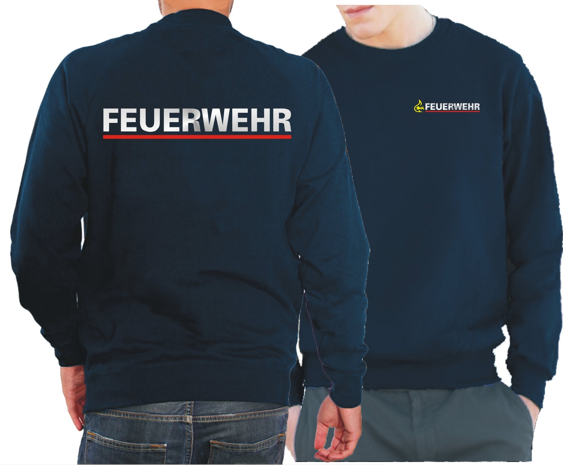 Sweatshirt Navy, BaWü Stauferlöwe nach VwV mit Rückendruck Feuerwehr
