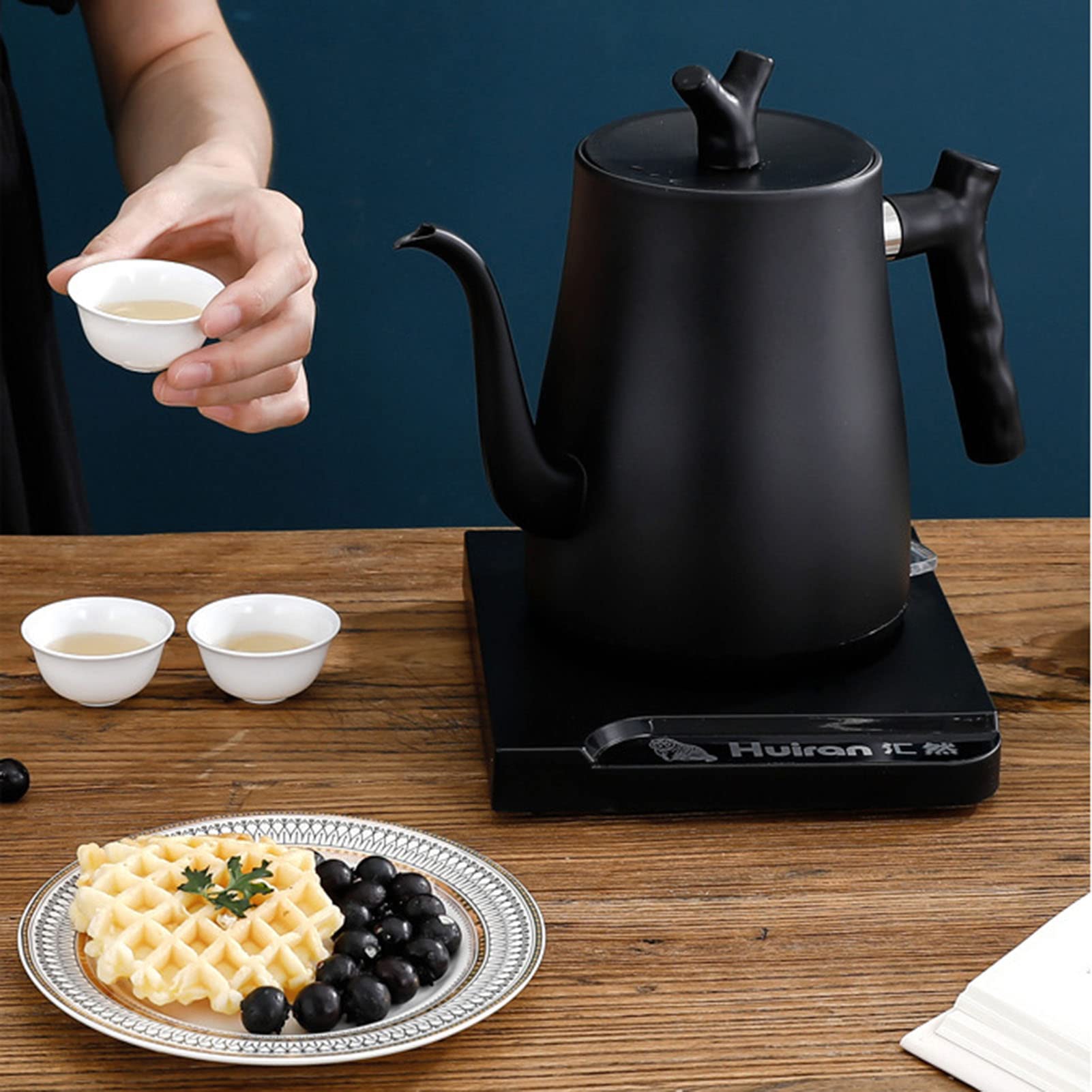 Hervidor Eléctrico con Cuello de Cisne, Hervidor Eléctrico de Acero Inoxidable, Café por Goteo, Té, Tetera Eléctrica con Apagado Automático, Protección Contra Ebullición en Seco