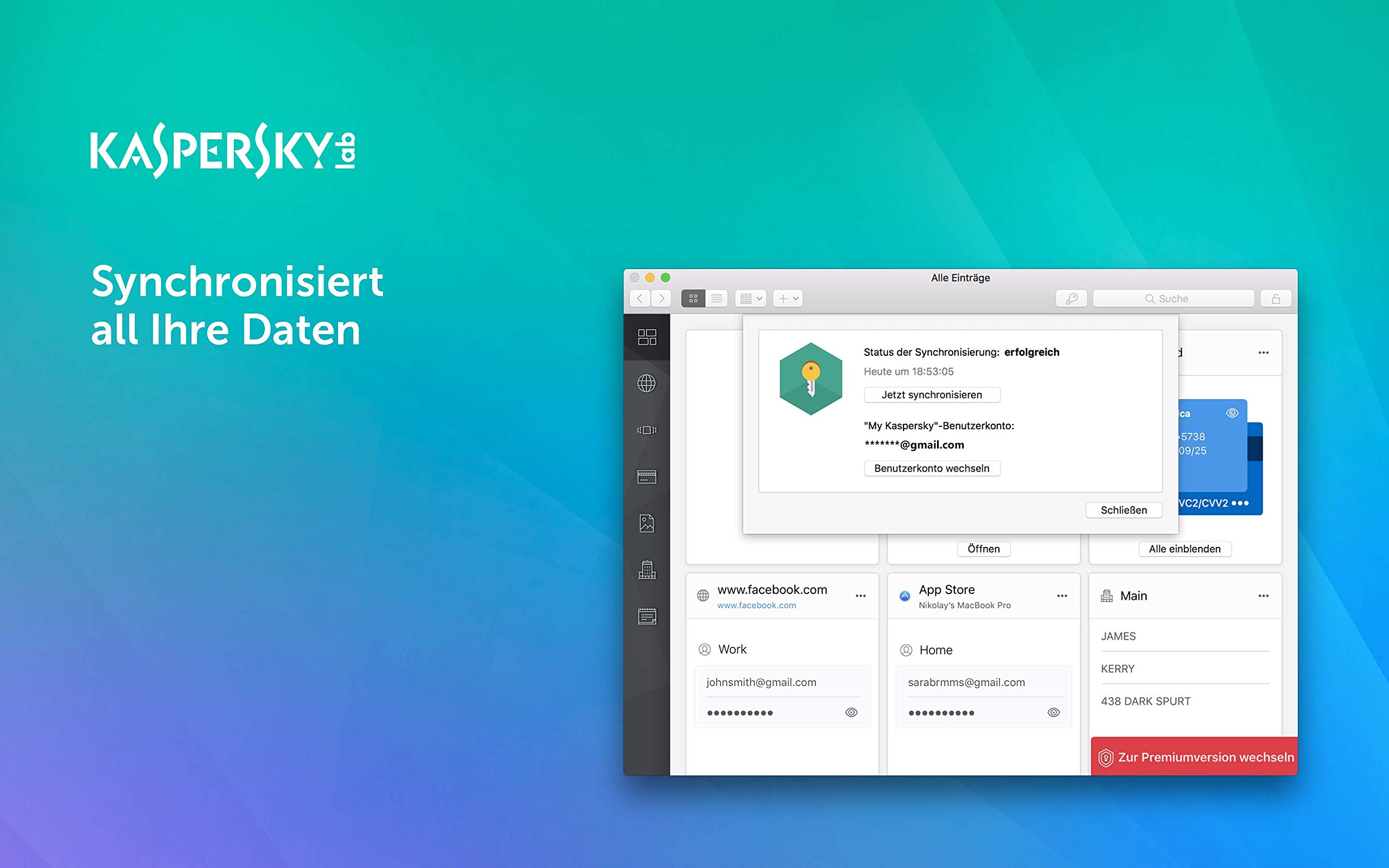 Kaspersky Password Manager | Unbeschränkte Anzahl von Geräten | 1 Benutzerkonto | Jährliches Abo | Windows/Mac/Android/iOS | Aktivierungscode per Email
