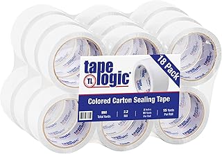 Aviditi Tape Logic 2 Inch x 55 Yard 2.2 Mil White, Heavy Duty Colored Packing Tape, 18 Pack, Perfect for Packing, Shipping, Moving, Home and Office