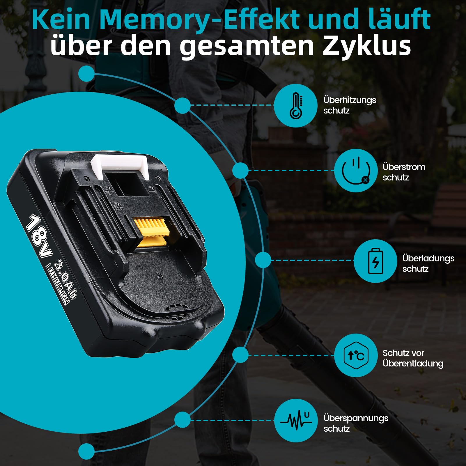 2 pezzi di ricambio 3,0 Ah BL1815 per batteria Makita 18 V agli ioni di litio, compatibile con caricabatterie originali da 18 V e utensili elettrici a batteria BL1830 BL1840 BL1850 BL1860
