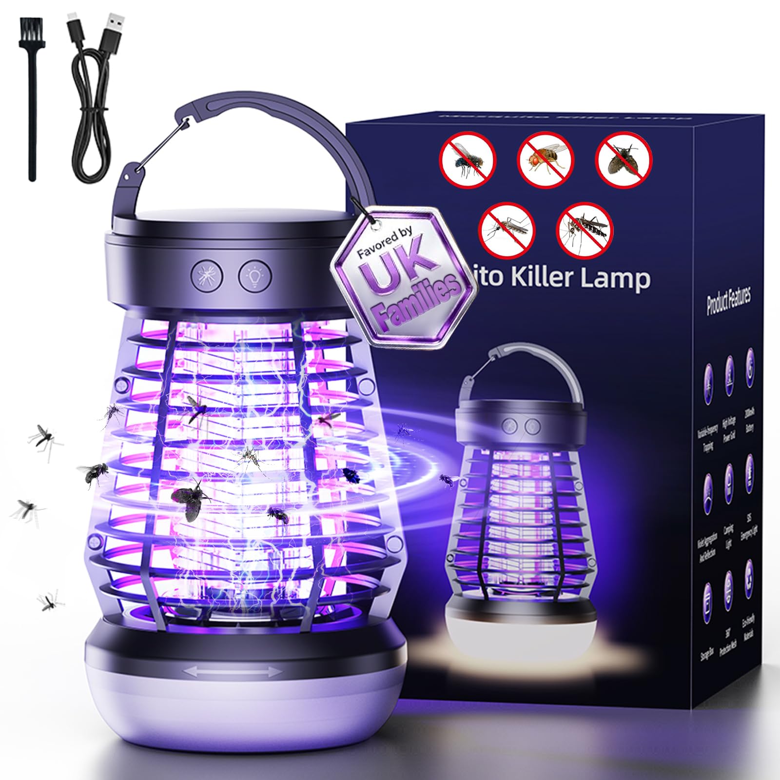 Hyhuiyin Mosquito Killer Lamp, 2026 Upgraded Mosquito Zapper 360°Unique Wave Reflection Technology Bug Zapper Insect Pest Fly Killer Outdoor & Indoor Fly Zapper for Home Garden Camping
