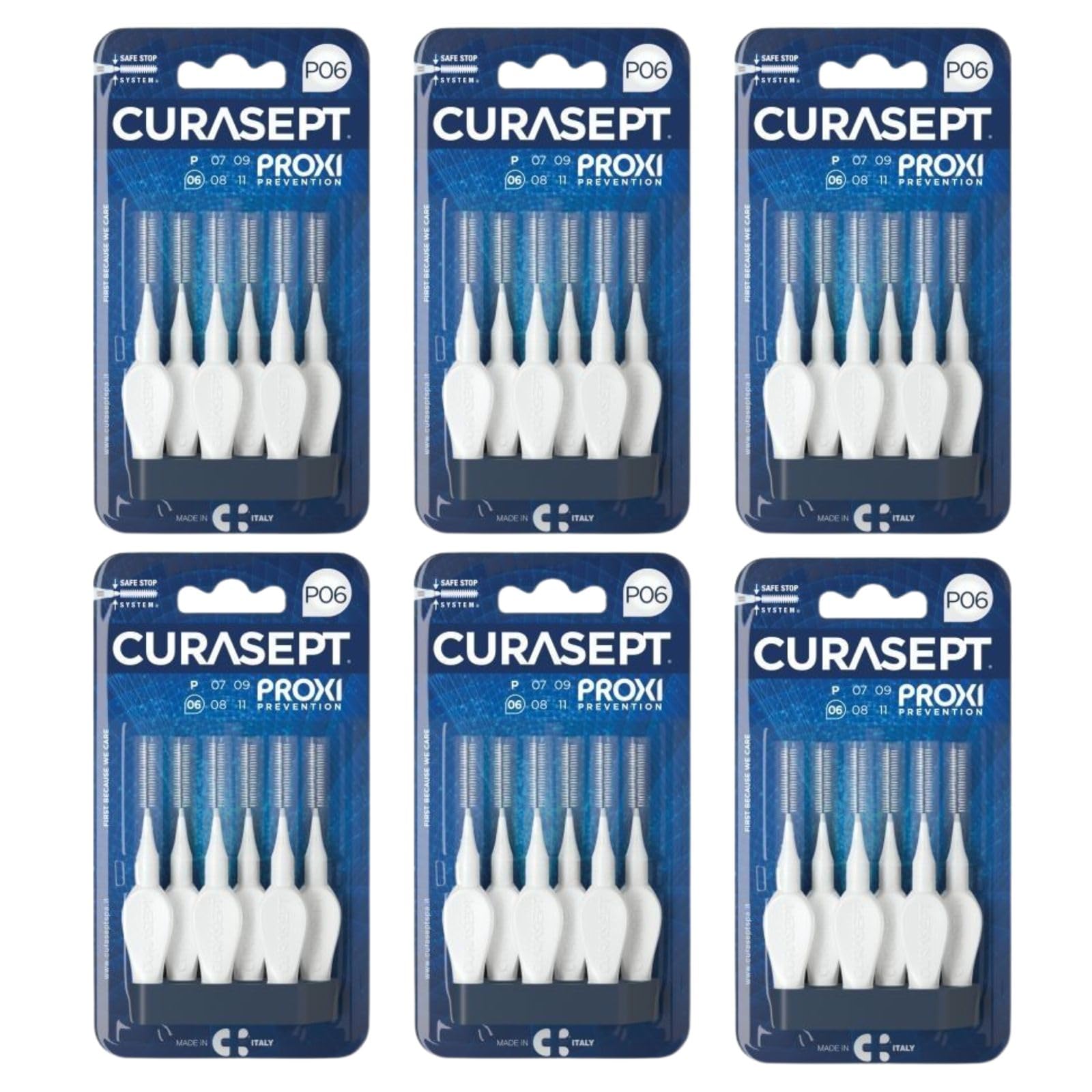 PROMO 6 CONFEZIONI Scovolini CURASEPT Originali | Spazzolini interdentali Proxi P06 (filo 0,6 mm) | Bianco| Pulizia Profonda della Placca | 6 pz x Confezione - 36 scovolini