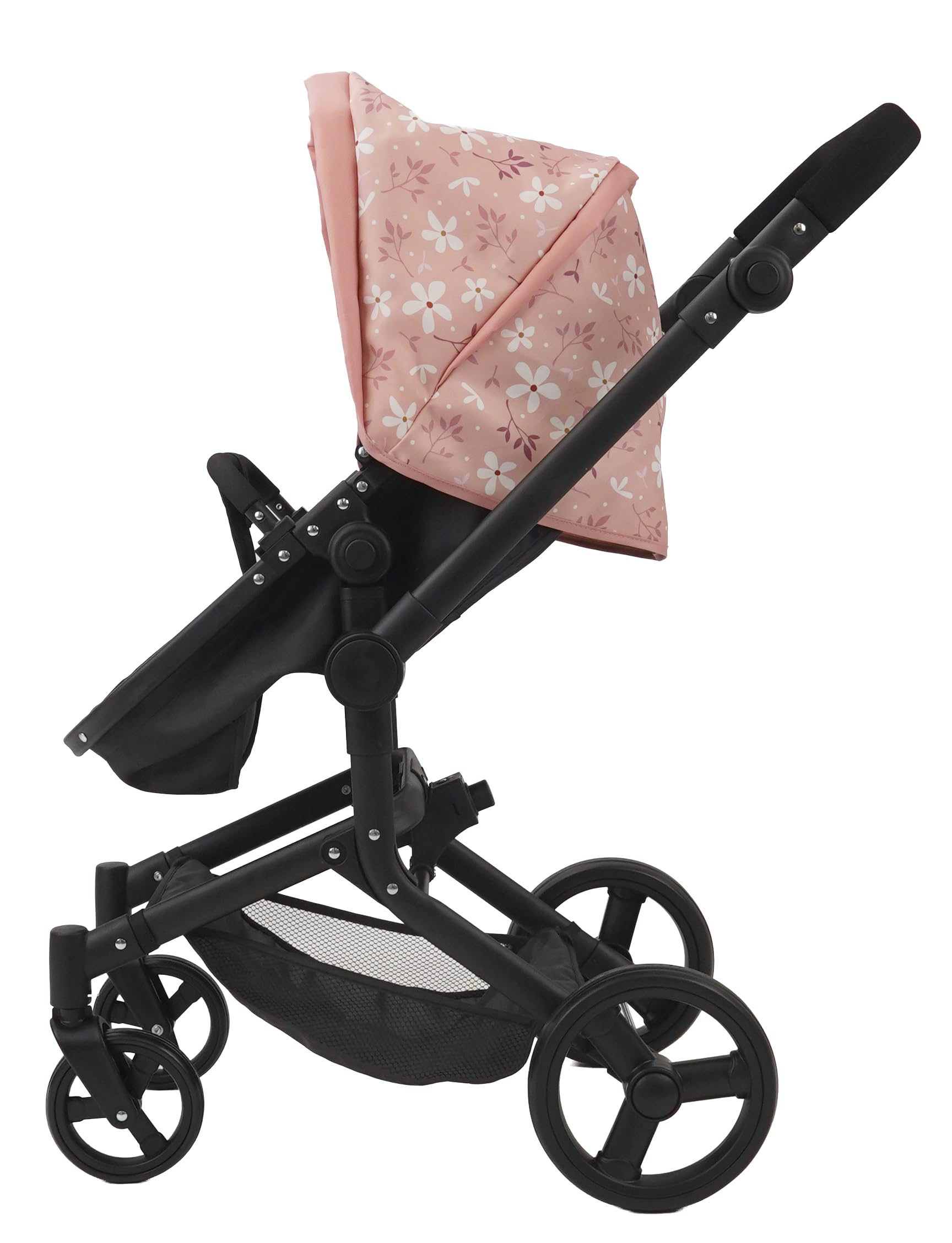 MOLTO - Poussette pour poupées 2 en 1, Convertible en Poussette de Promenade avec nacelle Amovible, Guidon réglable et réversible, Capote, Sac et Panier, pour poupées jusqu'à 53 cm à partir de 3 Ans