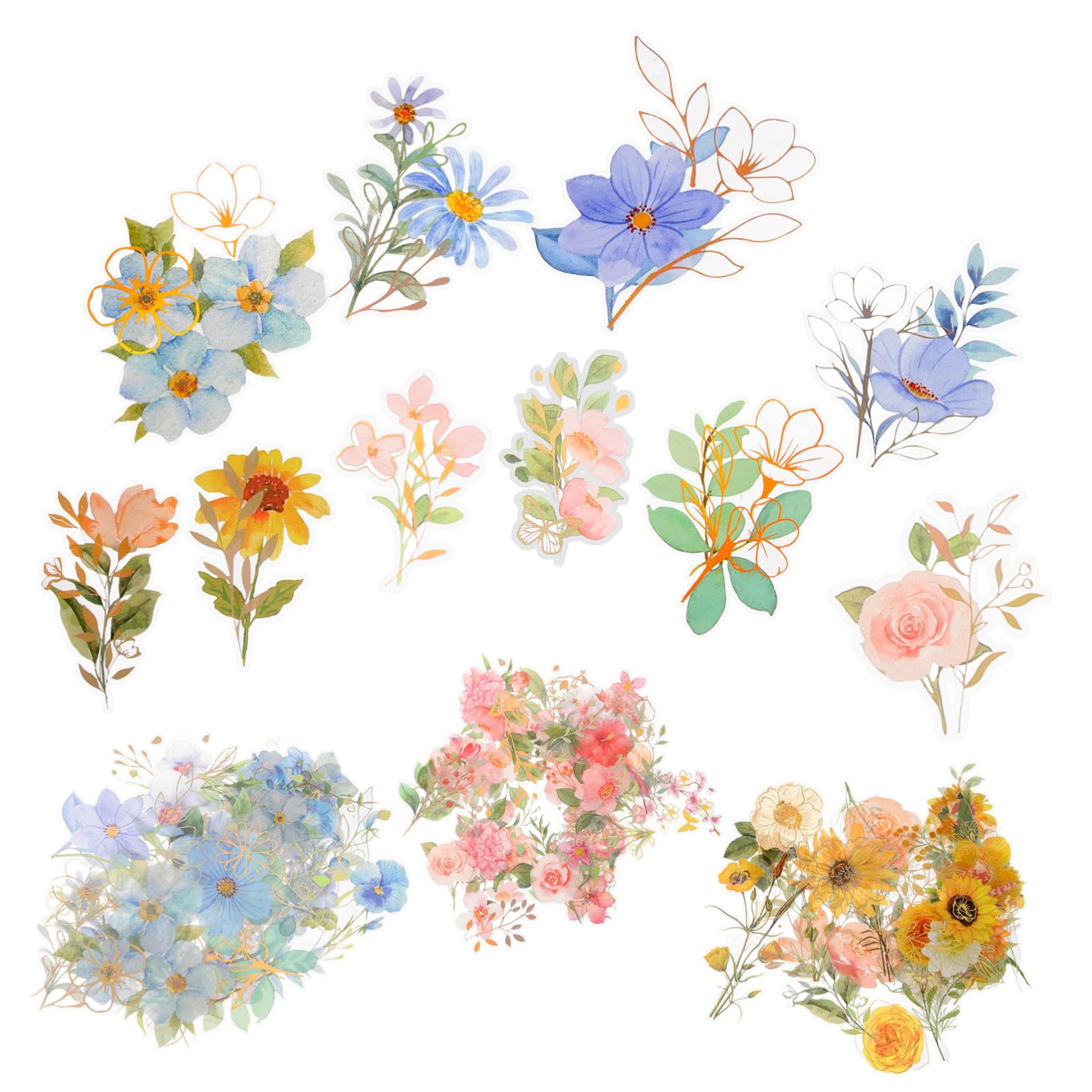 12 Set Adesivi Floreali per Scrapbooking e Decorazione Adesivi Trasparenti Impermeabili per Progetti Artistici e Facili da Applicare e Scegliere tra Stili Diversi