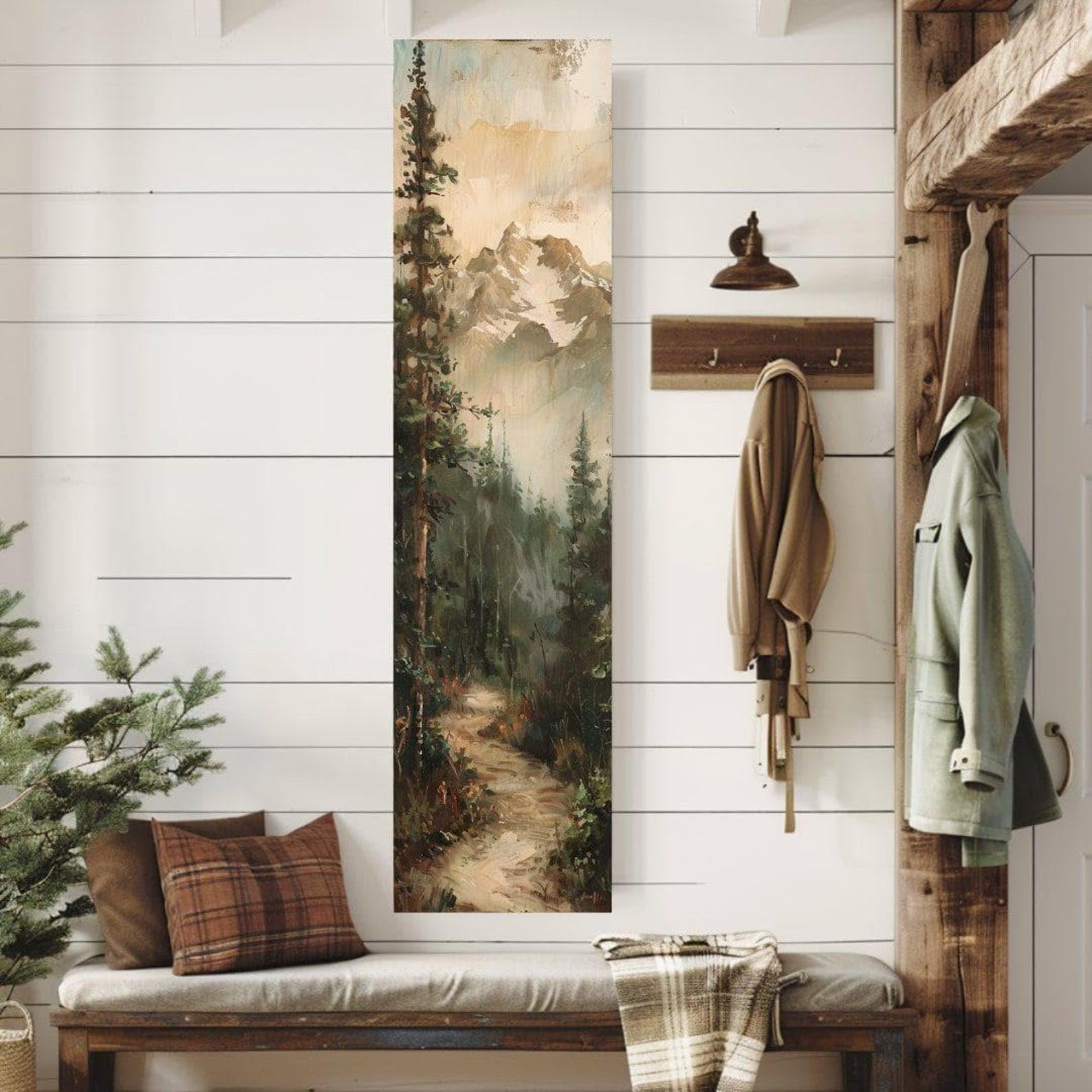 XINBAO Long Narrow Wall Art, Tall and Thin Canvas wall art, Vintage wall art, Vertical Wall Art, Mountain wall Painting(70x210cm/Frameless)