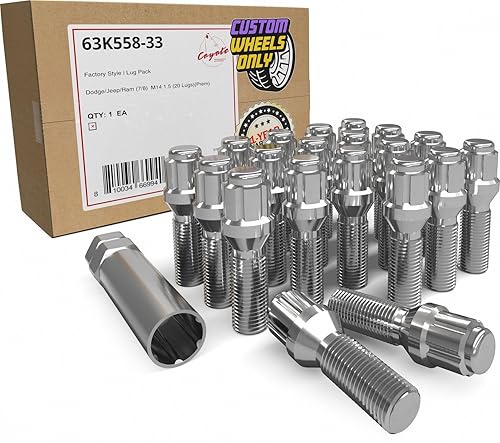 Vista 40 de Wheel Accessories Parts 20 piezas M15 x 1.25 15 x 1.25 pernos de asiento de bellota 6 ranuras para automóvil de 1.575 in de longitud de rosca