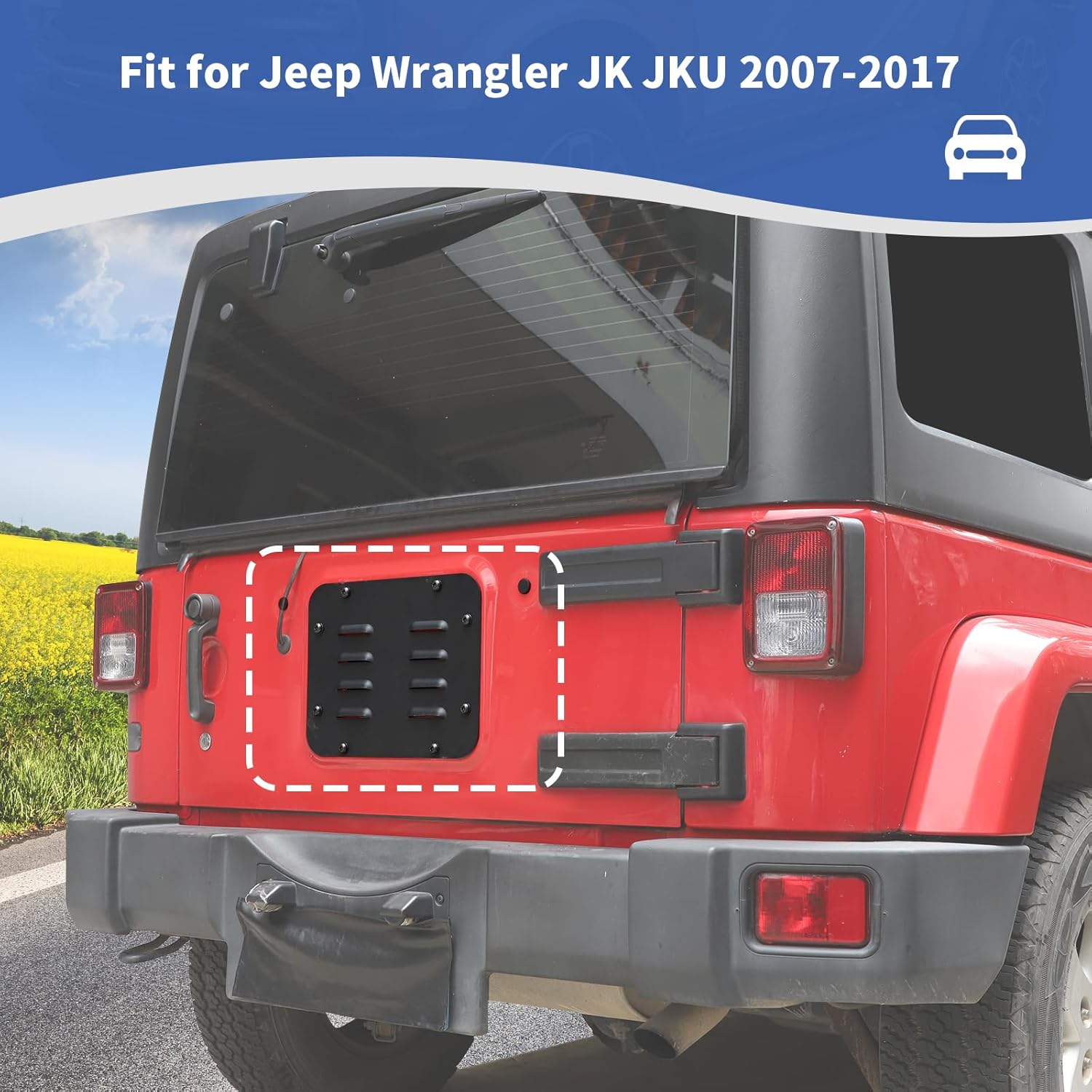 for Jeep JK Tailgate Vent Plate Cover Fit for Jeep Wrangler JK JKU 2007-2017 Black Spare Tire Delete Accessories