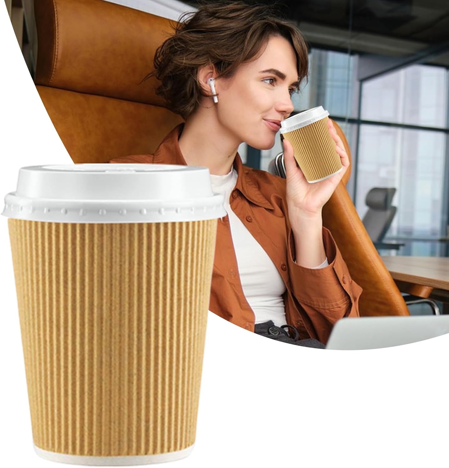 12 Oz Coffee Cups with Lids, 12 Oz Double Walled Insulated Mug | Hot And Cold Cups,for Party Drinks Beverage Drinking Tea Cafe Birthday Christmas Easter Bathroom