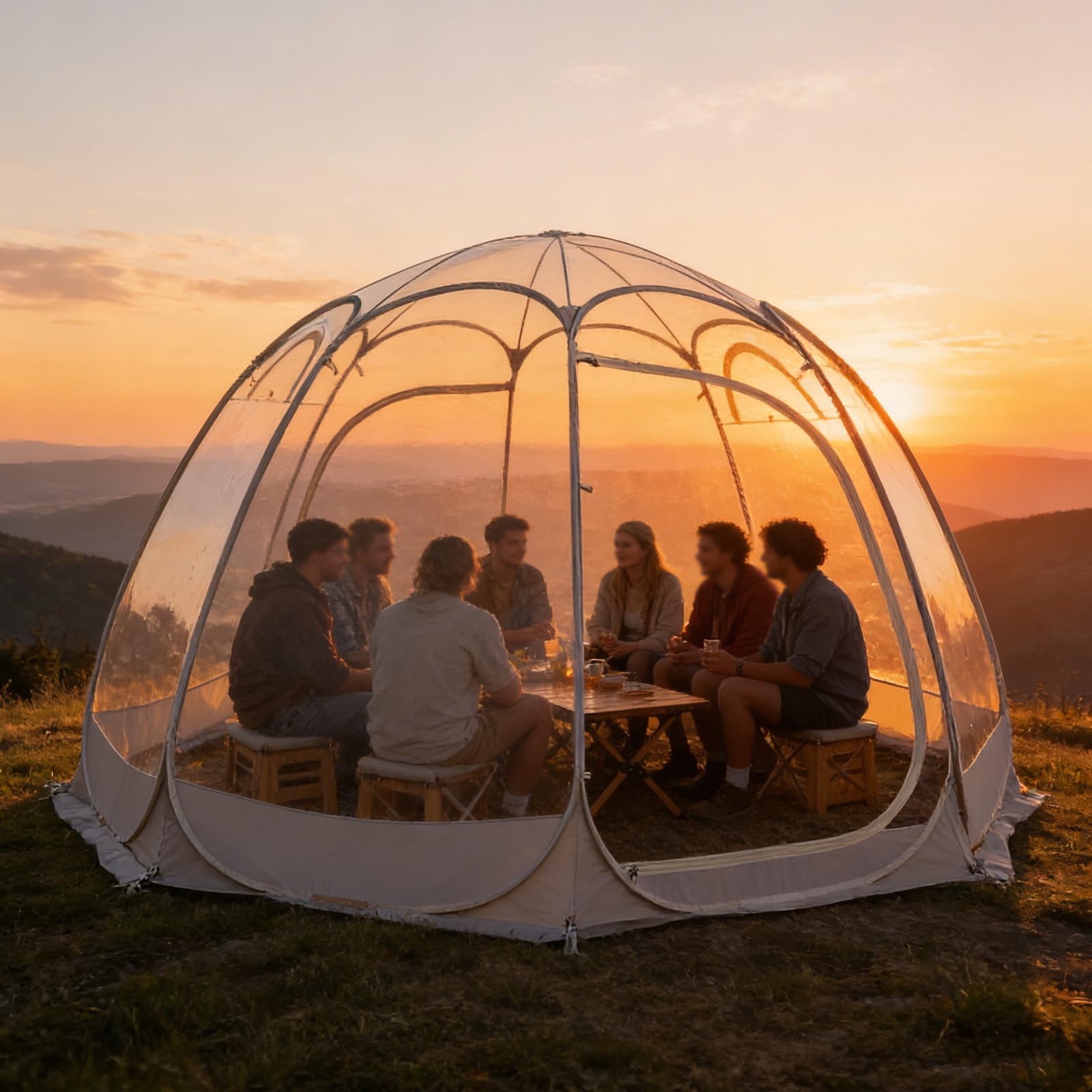 Namiot bąbelkowy typu pop-up dla 7-9 osób, 9,8×9,8 ft przezroczysty namiot bąbelkowy, z wentylowanymi oknami, duże schronienie kempingowe na imprezy, podwórka, piesze wędrówki