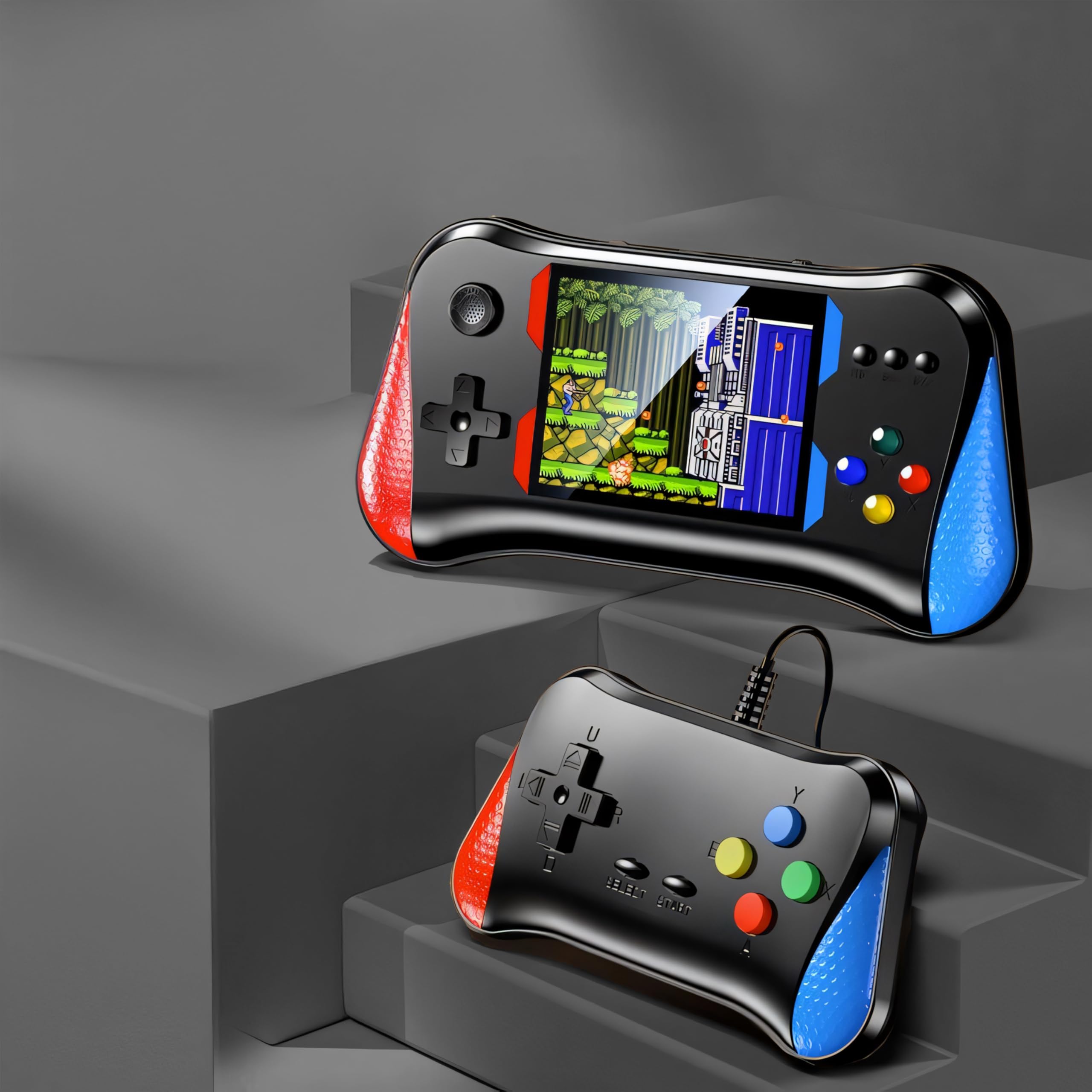 Retoo Console di gioco portatile retrò con display LCD 3,5 pollici, per due giocatori con 500 giochi classici, batteria 1200 mAh, schermo, console per videogiochi retrò per bambini, console da gioco