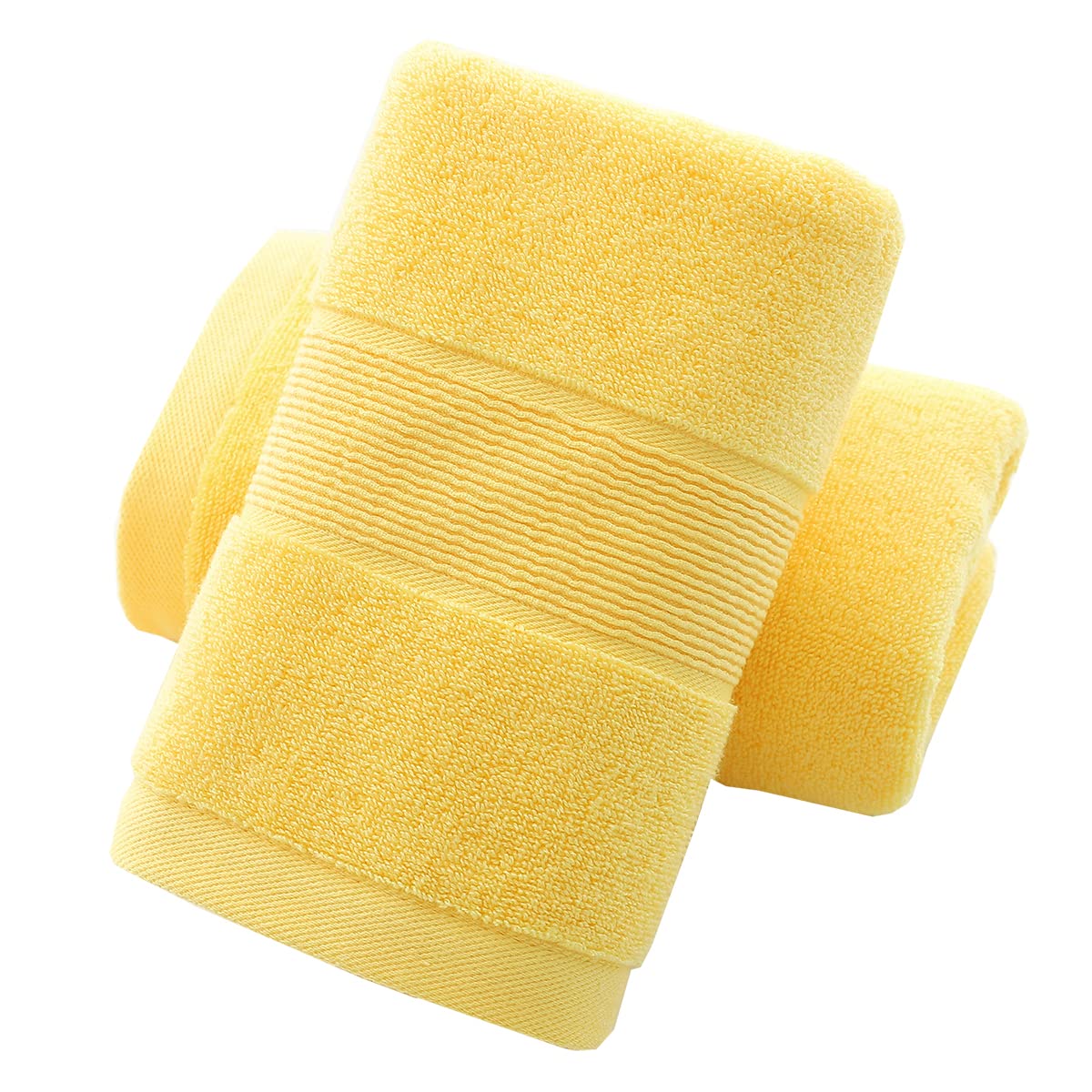 Pidada Hand Towels Set of 2 100% Cotton Absorbent Soft Towel for Bathroom 13.8 x 29.5 Inch (Yellow)