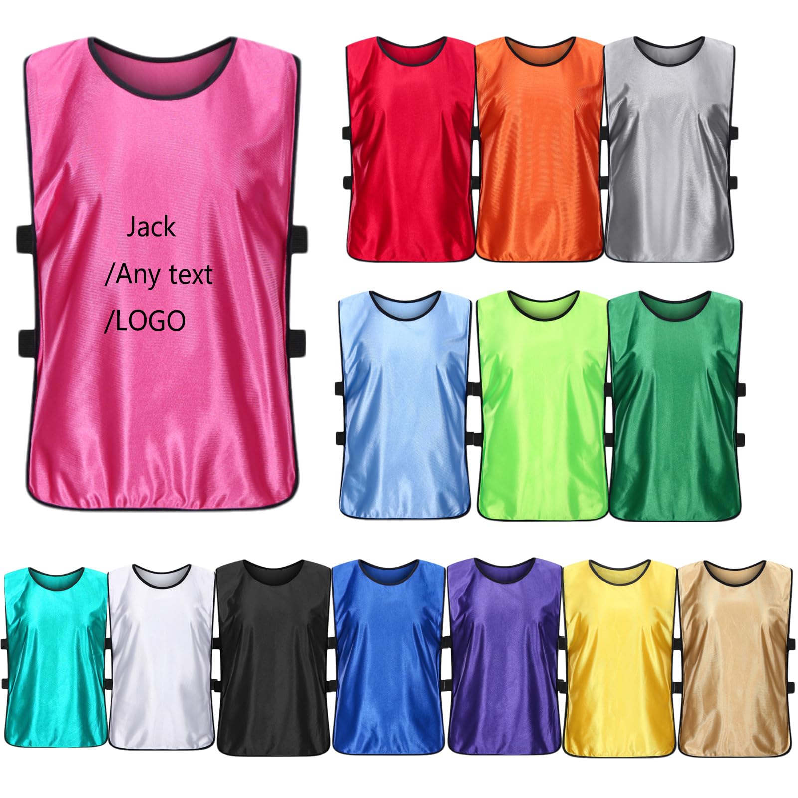 Personalised Adult Football Training Bibs with name photo,Custom Vests, Sports Bibs Youth, Sports Training Mesh Bibs, Soccer, Netball Bibs,Rugby (12, 14 color to choose, Adult Plus Large)