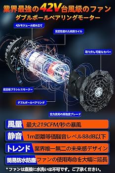 Amazon.co.jp: 空調作業服 ファンバッテリーセット 最強42V 36000mAh