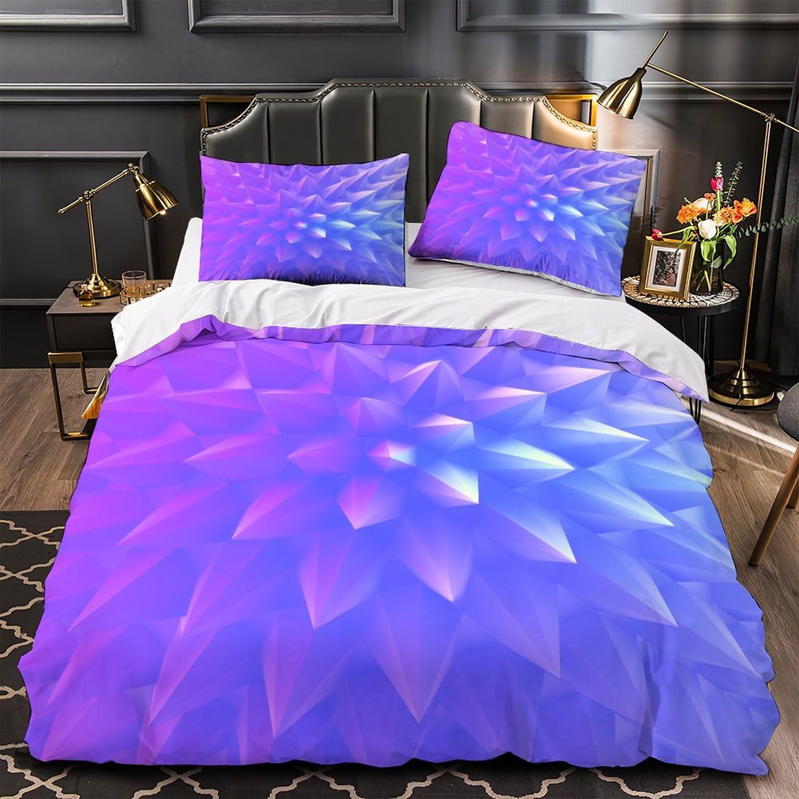 Housse de couette 3D effet géométrique moderne douce et confortable