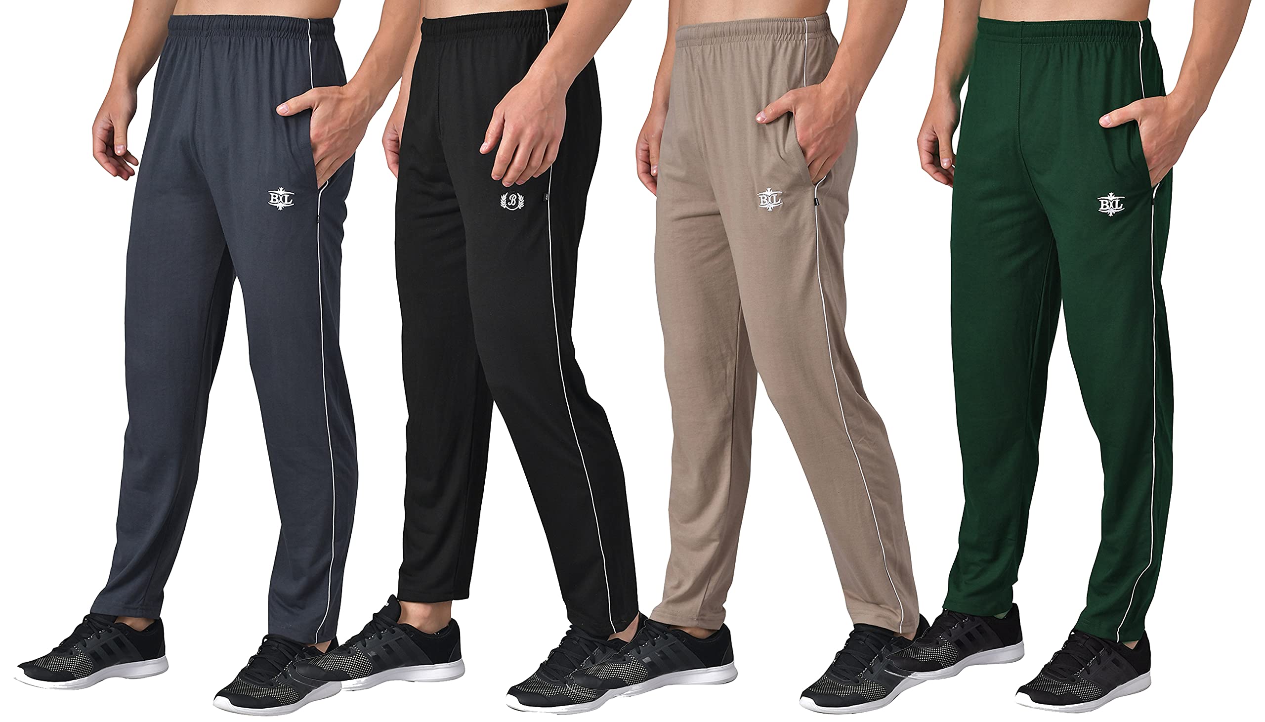 eCools� Plain Trackpants for Men | Plain & Basic Trackpants | Regular Trackpants | Casual Trackpants | 1 Cotton | Men's Trackpants (Pack of 4)