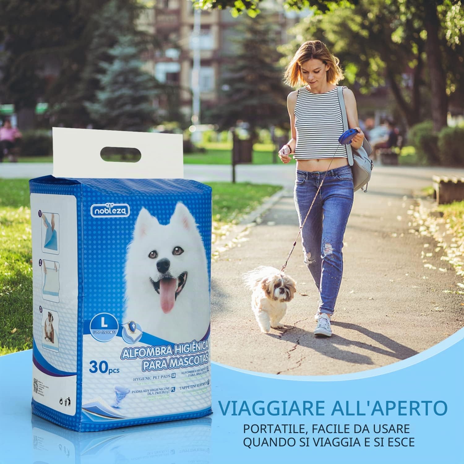Nobleza - 90 pz Tappetini igienici per Cani, Misure 90 * 60cm, Tappetini assorbenti per Animali Domestici
