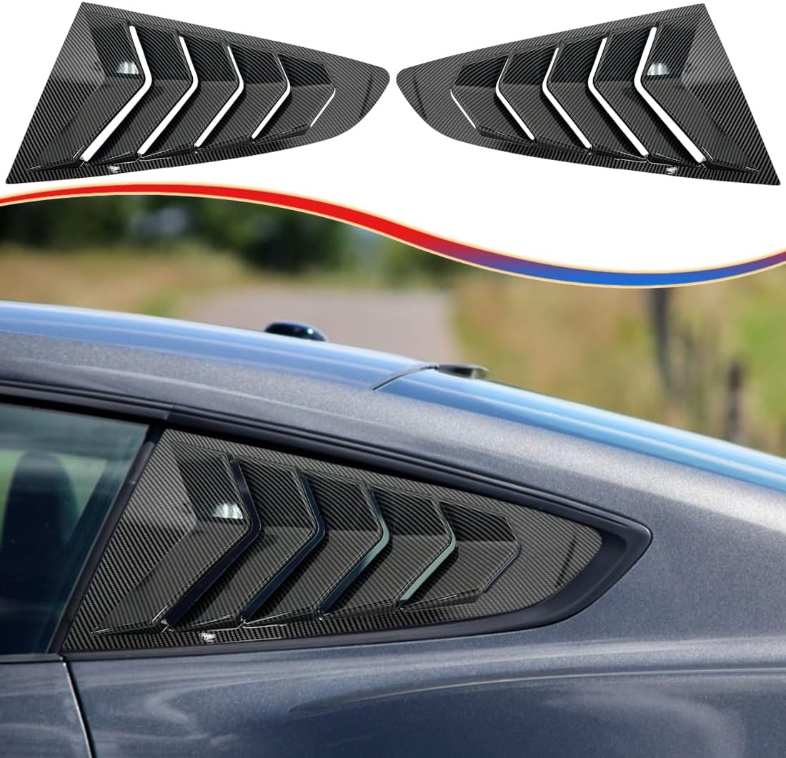 Window Louver 2Pcs Side Vent Window Louvers for Ford Mustang 2015-2023, ABS Print Sport Window Decorative Covers, Exterior Trim Accessories - Carbon Fiber?Not for GT350 GT500? carbon fiber 2015-2023 Ford Mustang