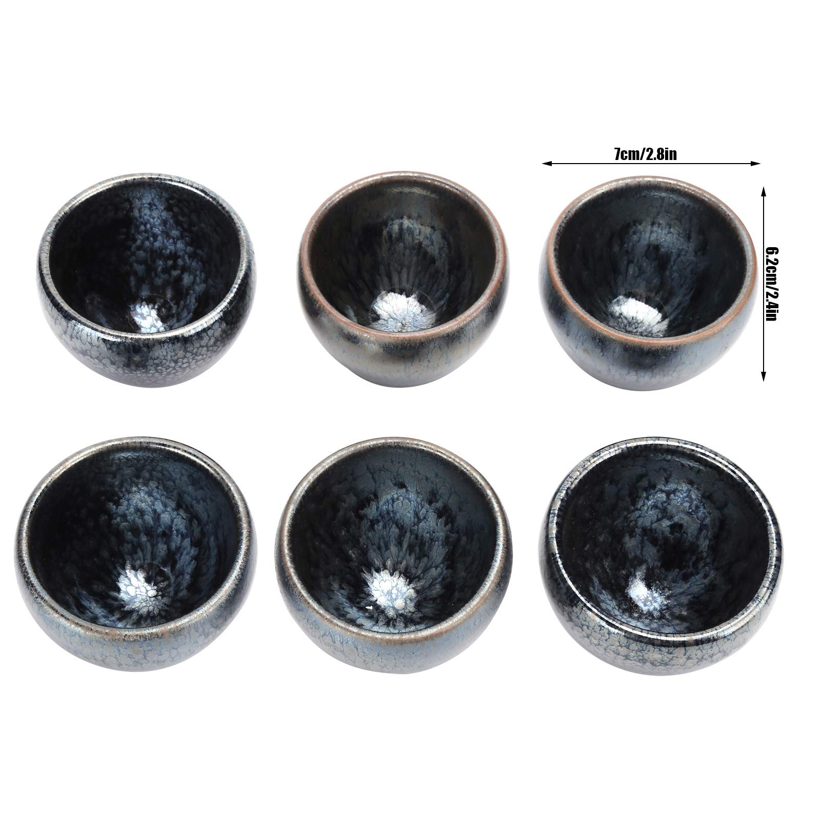 Zestaw Ceramicznych Filiżanek do Herbaty Kubek Ceramiczny 6 Sztuk Tradycyjna Glazurowana Filiżanka 7 X 6,2 Cm do Degustacji Herbaty Kung Fu Kolekcja Wystawowa w Kuchni Domowej (kwiaty)