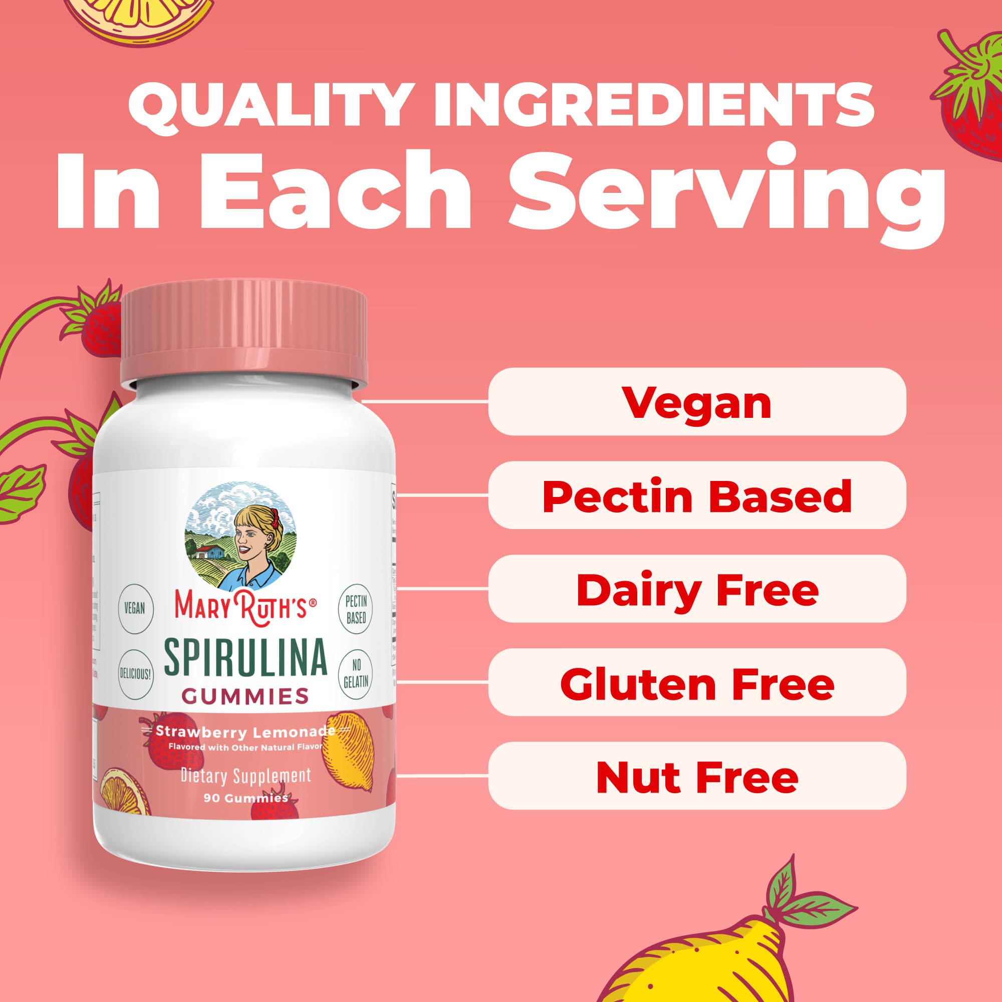 MARYRUTH'S Spirulina Gummies Made with Organic Spirulina, 90 Count, Vegan — Amazon image 6