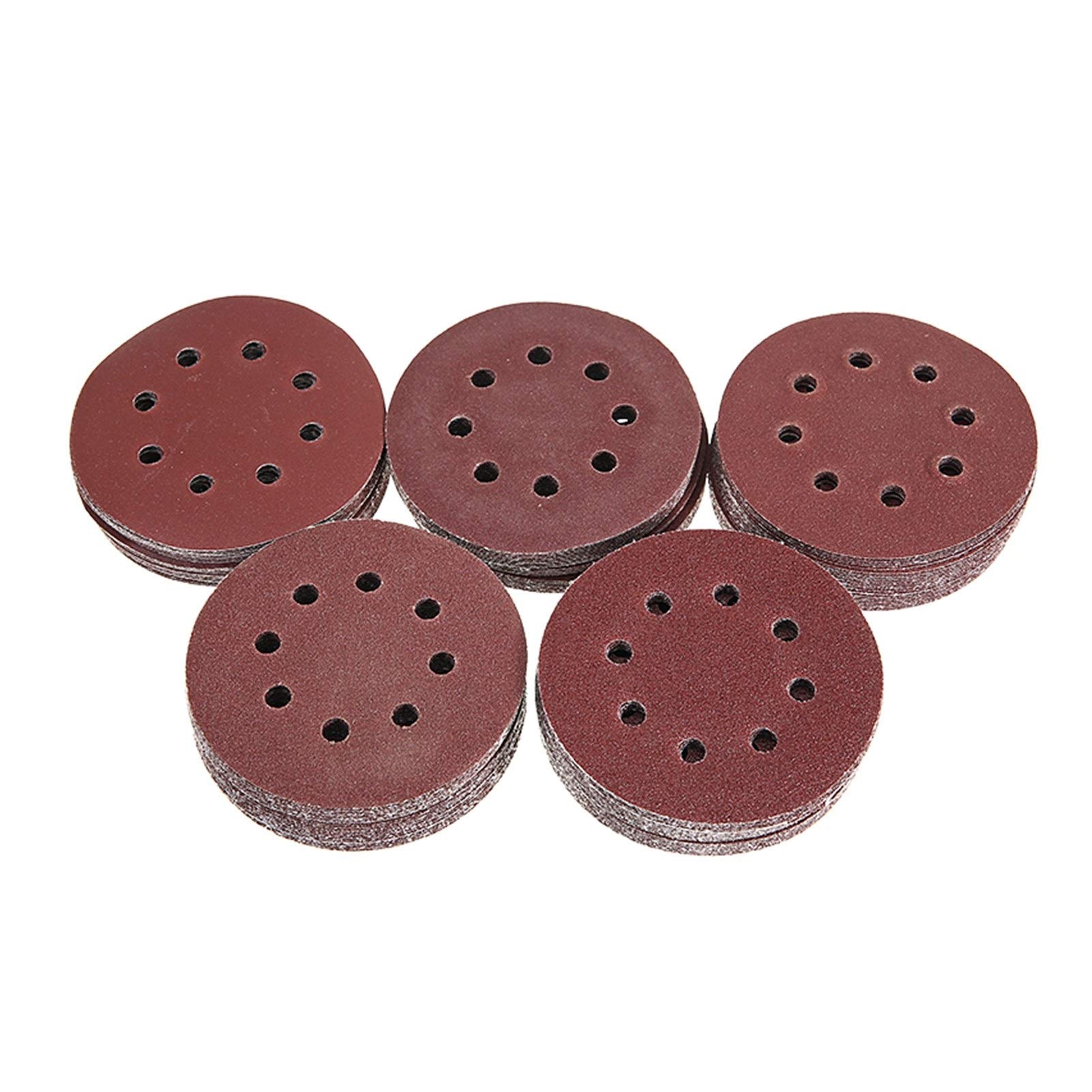 Pure-sander Papiers 125mm Sanding 60 80 100 120 240 Grits Ponçage disques Crochet boucle Poncer Accessoires Pièces for le polissage Outils 125pcs / Set