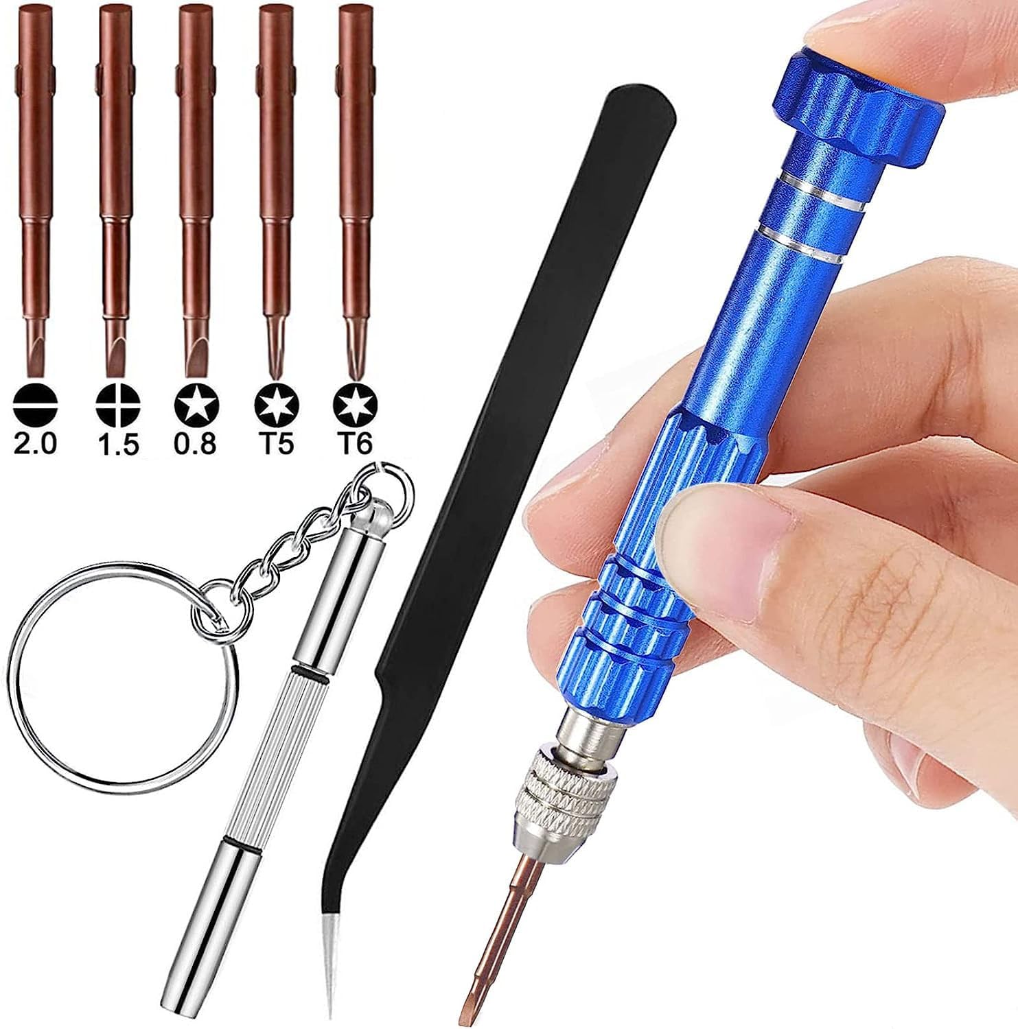 Glasses Screwdriver Set, 6 in1 Multi-function Eyeglass Repair Small Screwdriver Kits, Mini Magnetic Screwdriver Tool Sets for Eyeglass, Sunglass, Watch, Cell phone, Jewelry, Computer, laptop