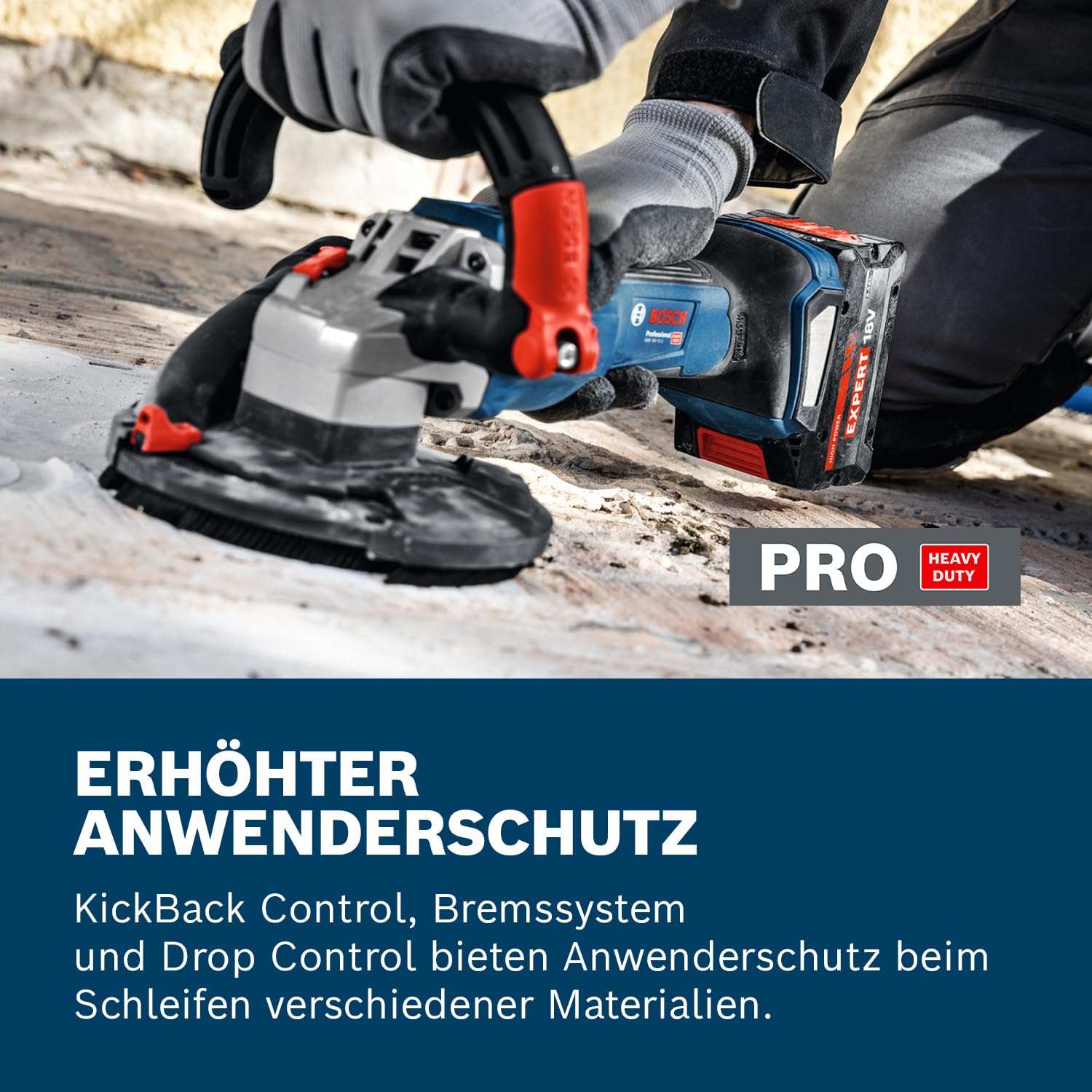 Bosch Professional 18V System Akku-Betonschleifer GBR 18V-15 S (inkl. L-BOXX 238, Diamanttopfscheibe, Zweilochschlüssel, zweiteiliger Ersatzbürstenkranz)