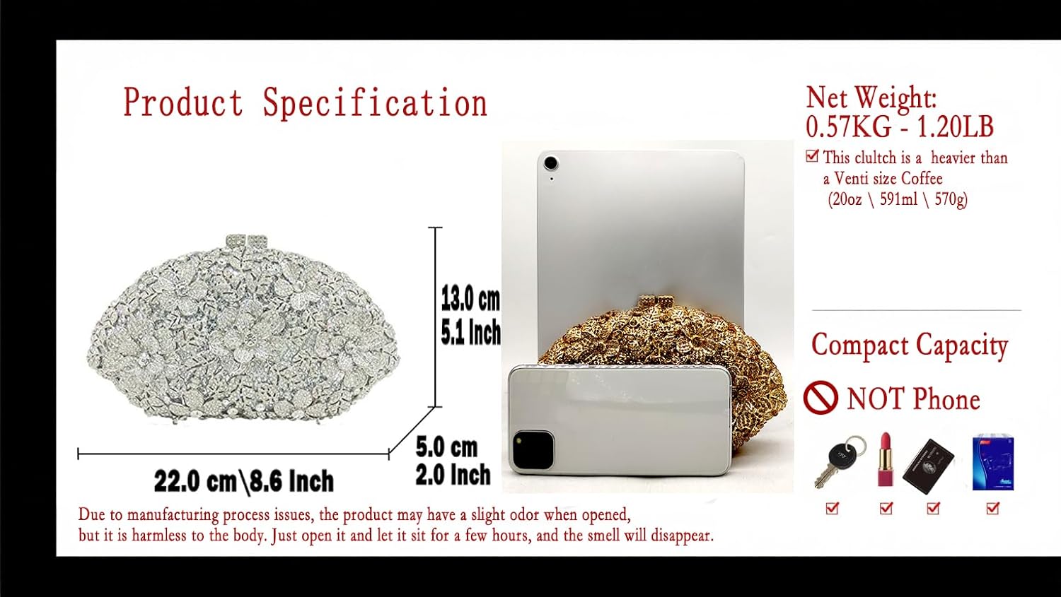 Boutique De FGG Flower Crystal Clutch Purses for Women Evening Bags Formal Wedding Handbag Party Rhinestone Clutch Bag,Mini
